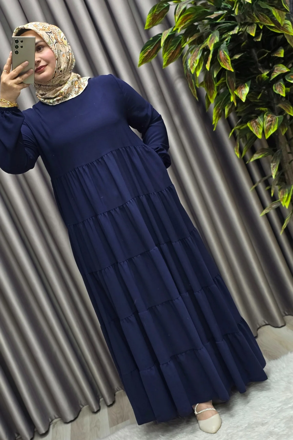 Kadın Tesettür Giyim 5 Katlı Endonezya Krebi Elbise