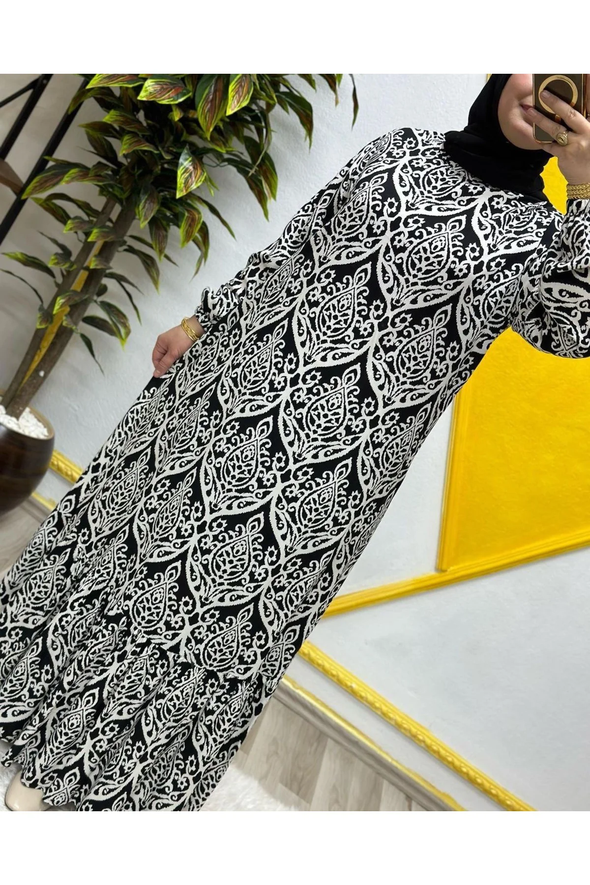 Kadın Tesettür Giyim Büyük Beden Osmanlı Desen Elbise