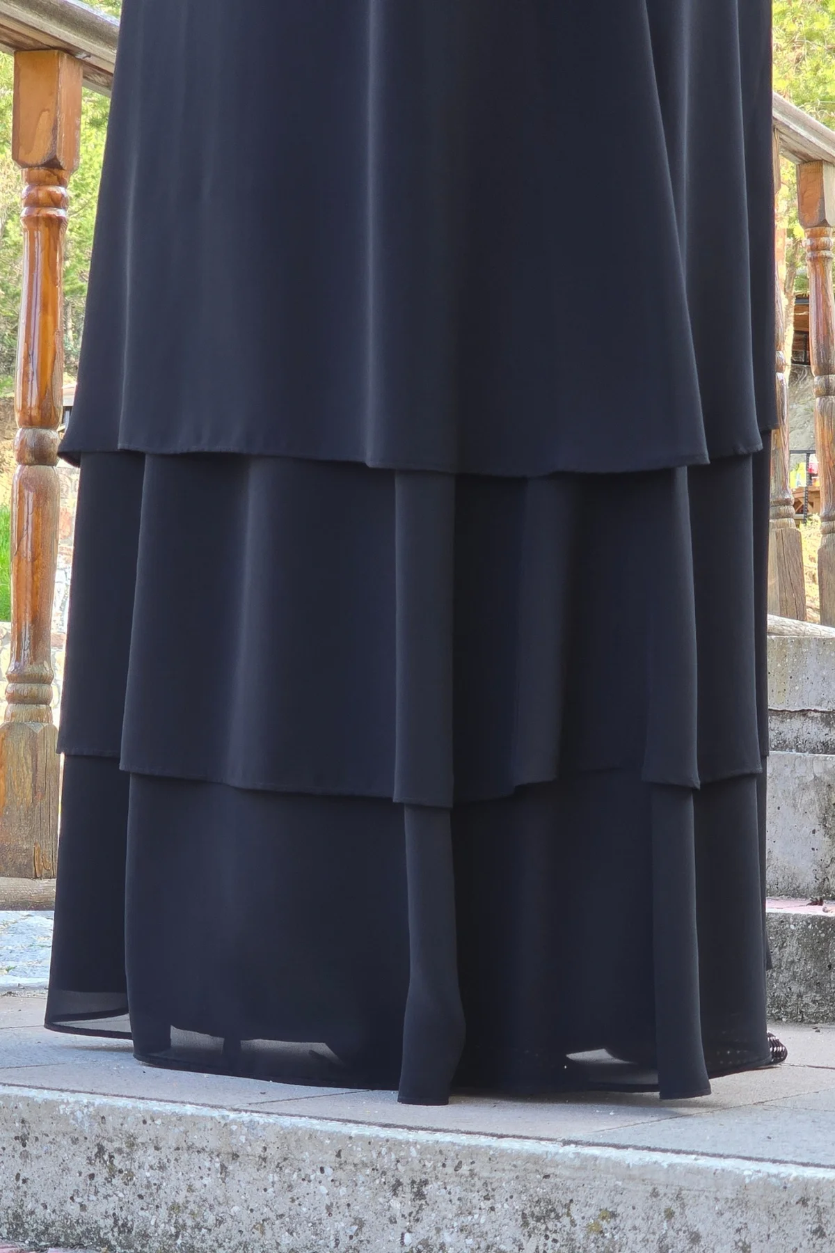 Kadın Tesettür Giyim Büyük Beden Üç Katlı Astarlı Abaya Ferace