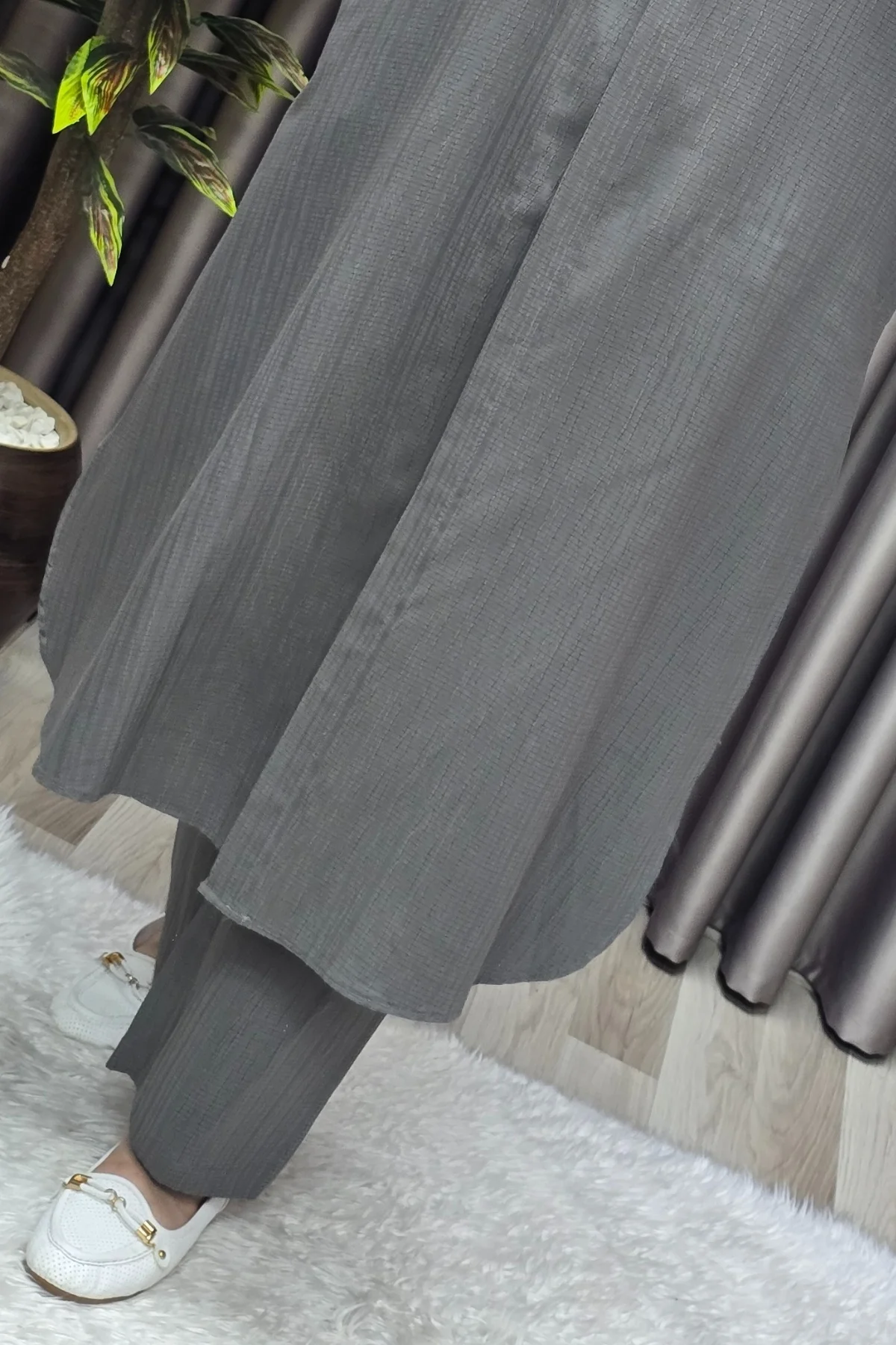 Kadın Tesettür Giyim Büyük Beden Gofre İkili Takım