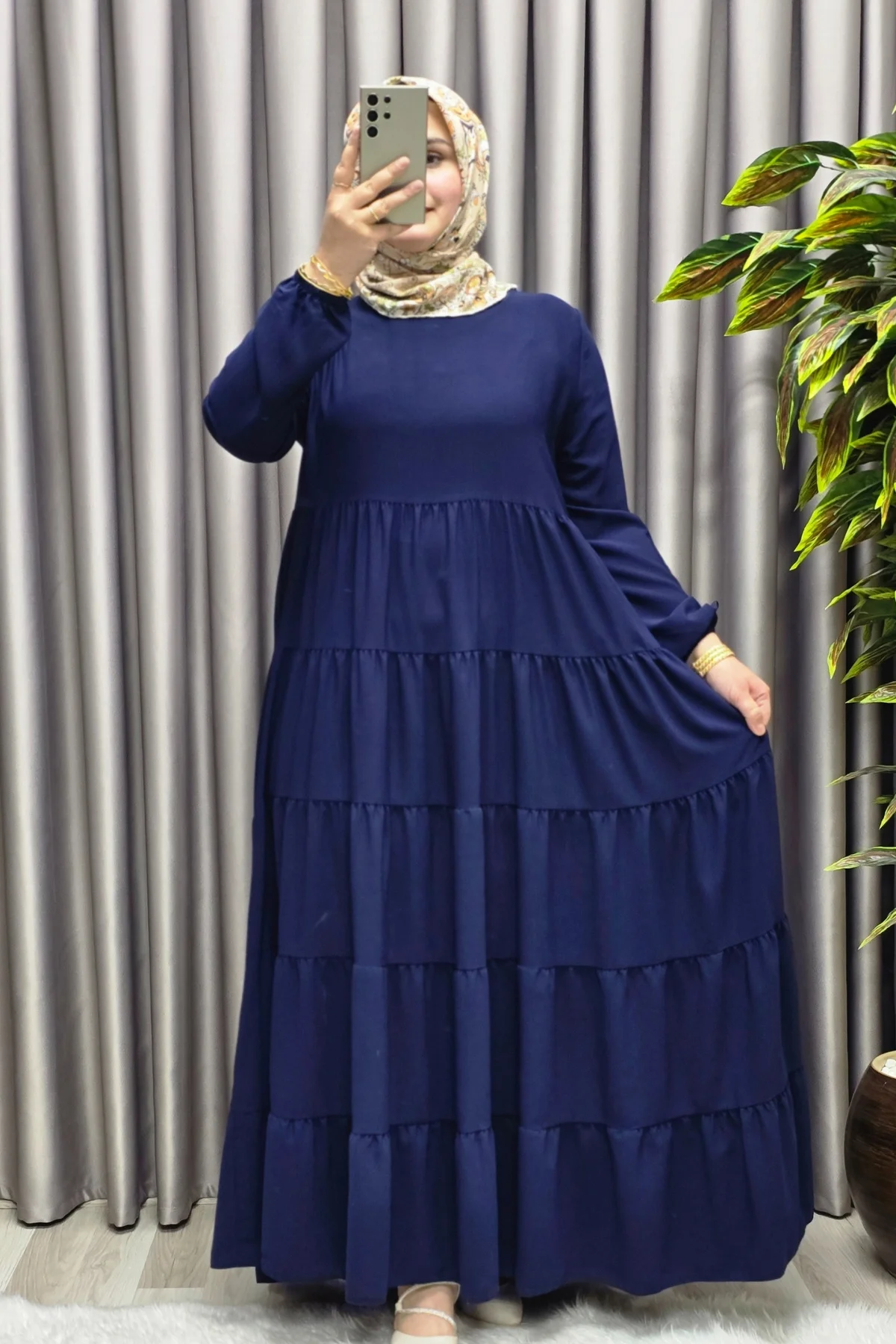 Kadın Tesettür Giyim 5 Katlı Endonezya Krebi Elbise