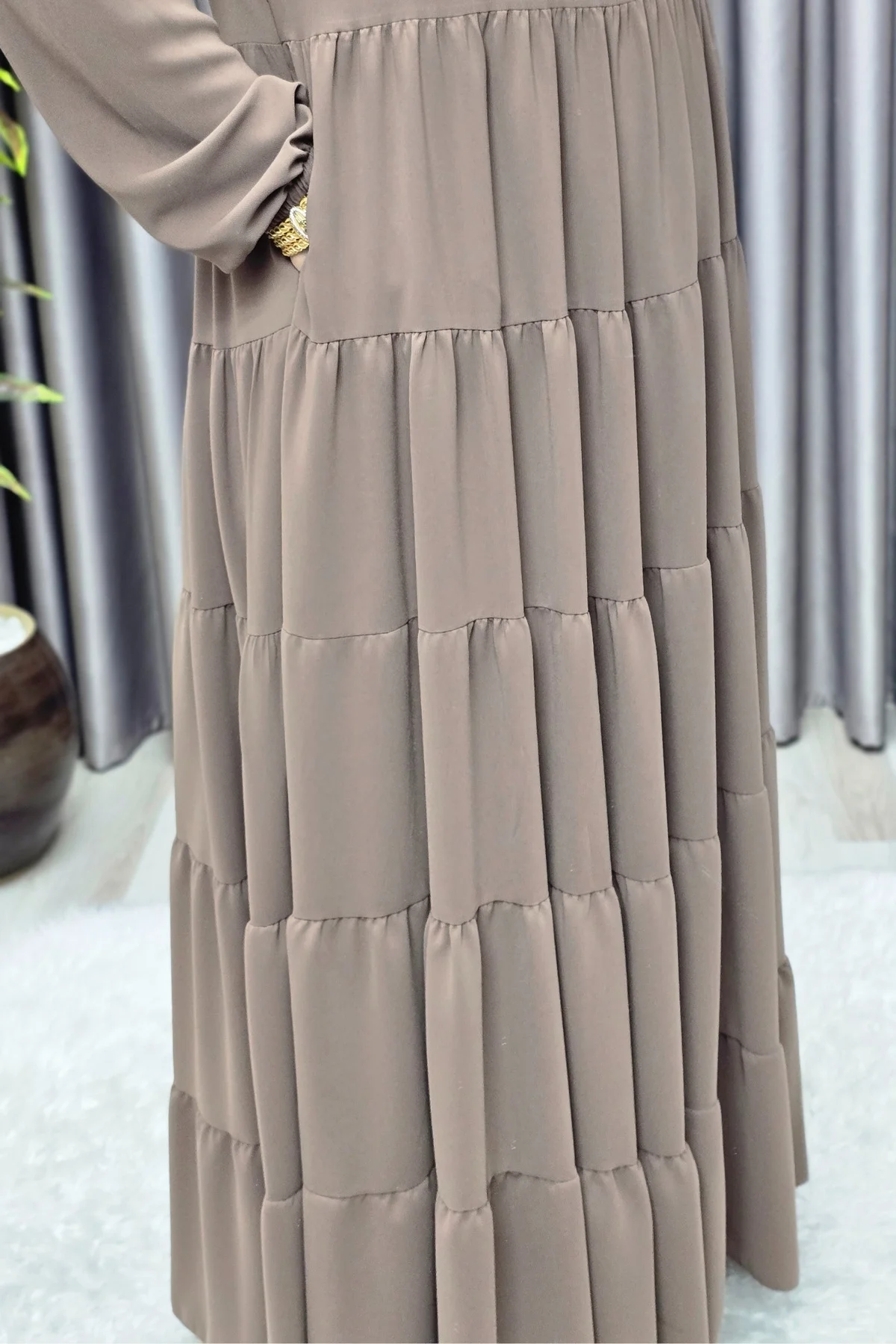 Kadın Tesettür Giyim 5 Katlı Endonezya Krebi Elbise