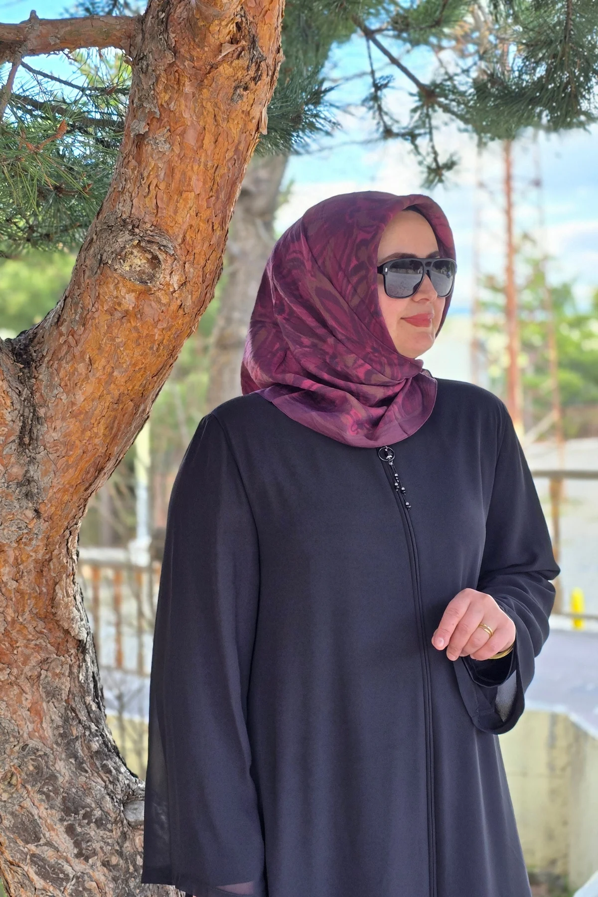Kadın Tesettür Giyim Büyük Beden Üç Katlı Astarlı Abaya Ferace