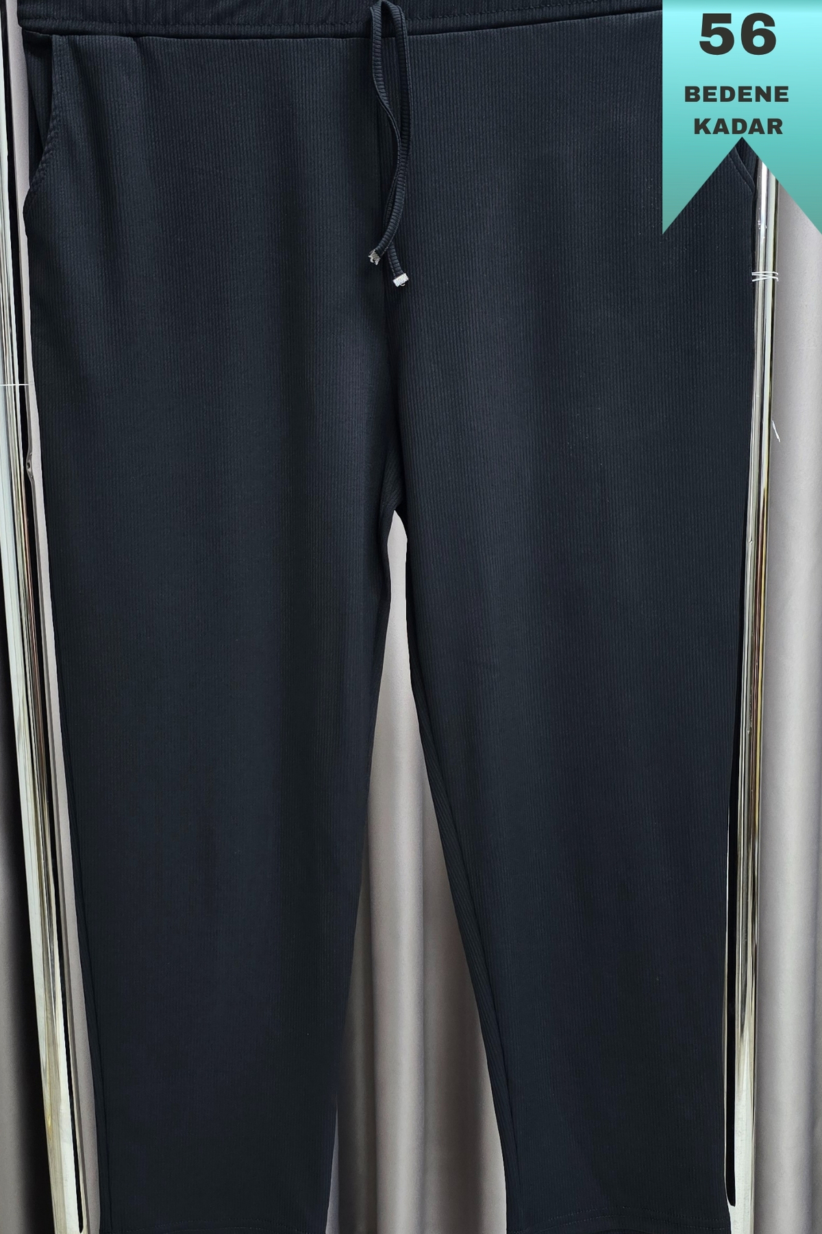 Kadın Tesettür Giyim Büyük Beden Fitilli Örme Pantolon