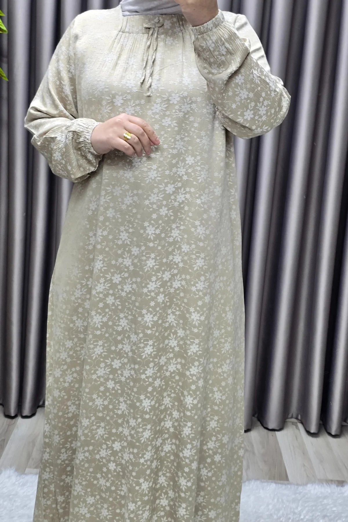 Kadın Tesettür Giyim Büyük Beden Tansel Keten Nida 2 Elbise