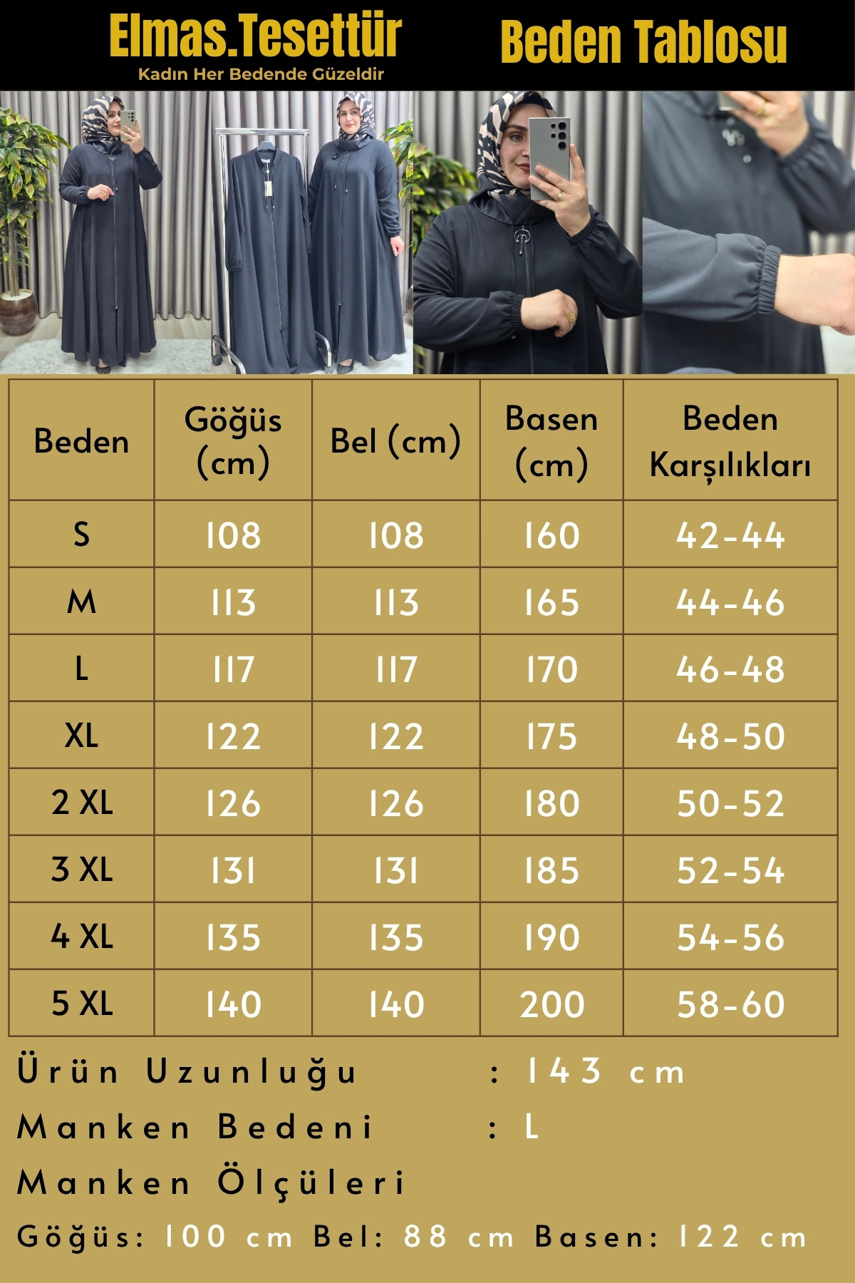 Kadın Tesettür Giyim Büyük Beden Ferace