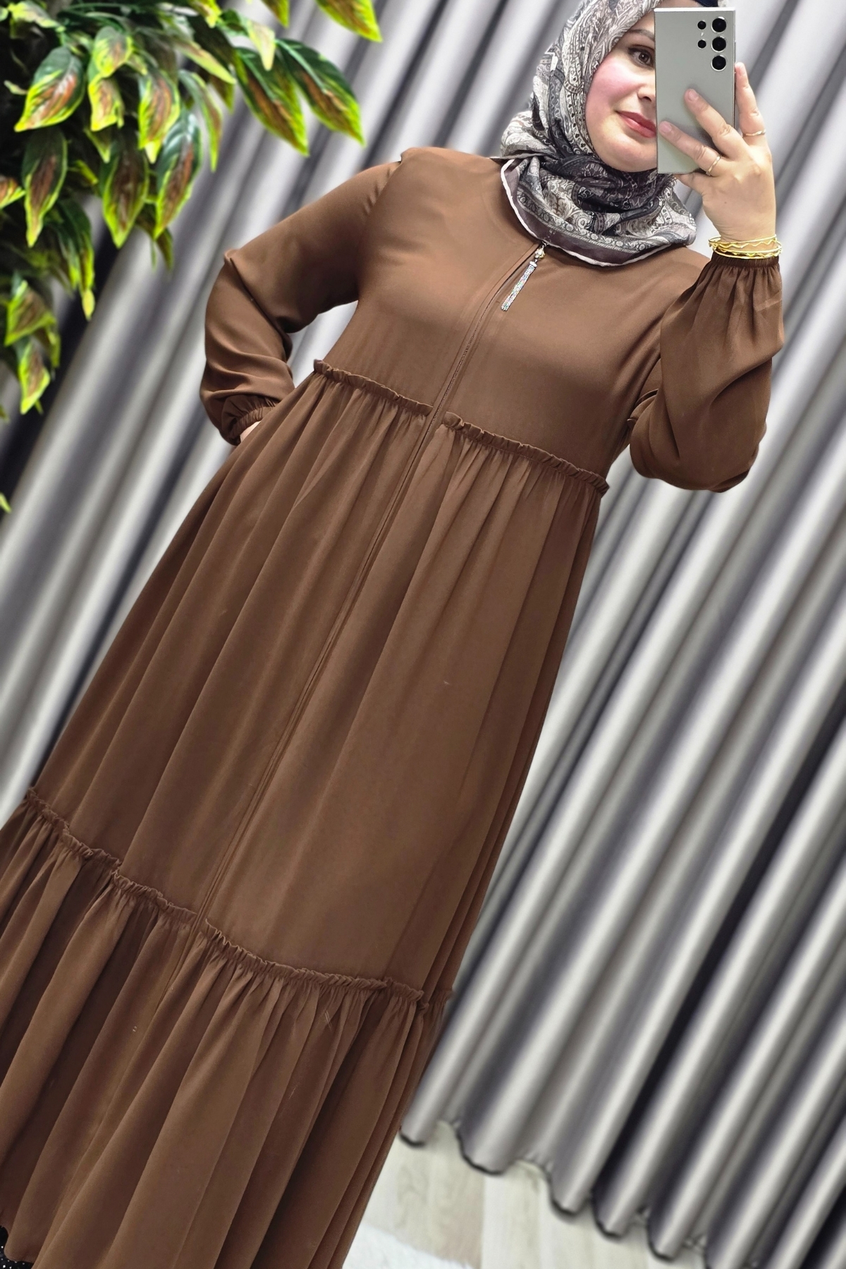 Kadın Tesettür Giyim Büyük Beden İki Katlı Ferace