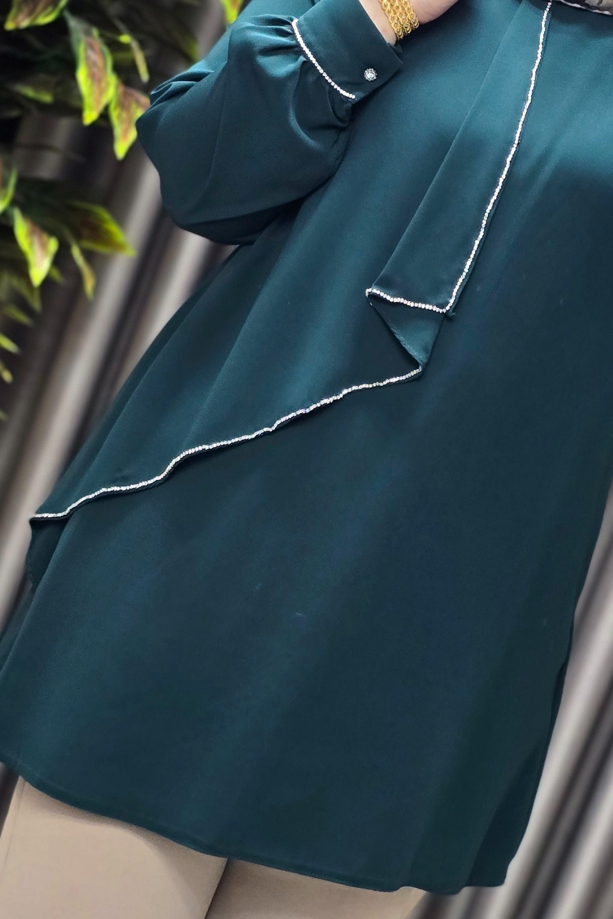 Elmas Tesettür Kadın Tesettür Giyim Büyük Beden Taşlı Abiye Tunik