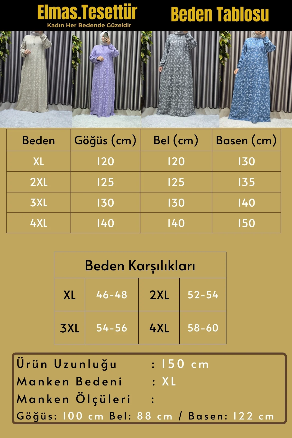 Kadın Tesettür Giyim Büyük Beden Tansel Keten Nida 2 Elbise