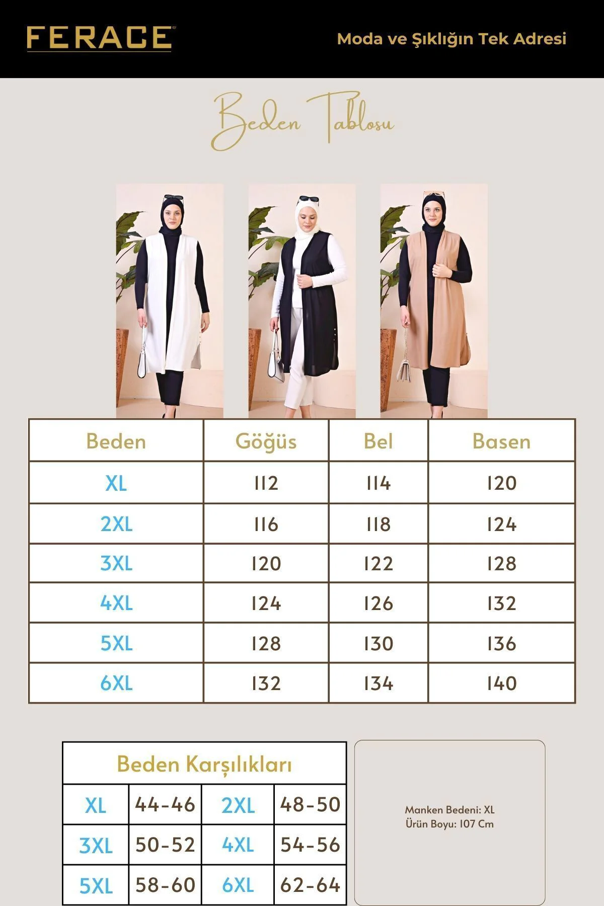 Kadin Tesettur Giyim Buyuk Beden Yazlik Anne Yelek Taba