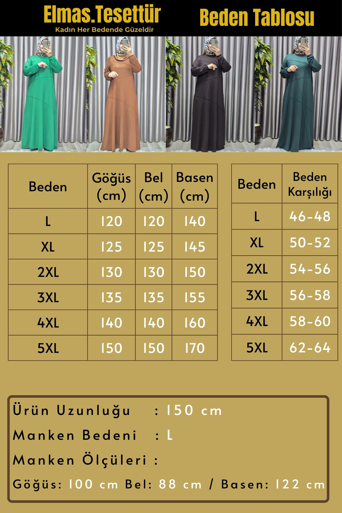 Kadın Tesettür Giyim Büyük Beden Çimalı Elbise