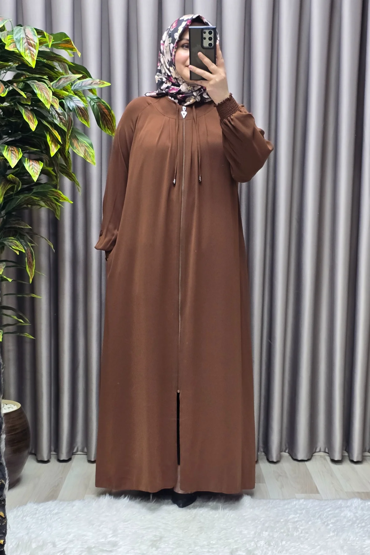 Kadın Tesettür Giyim Büyük Beden Nur Robalı Krep Ferace