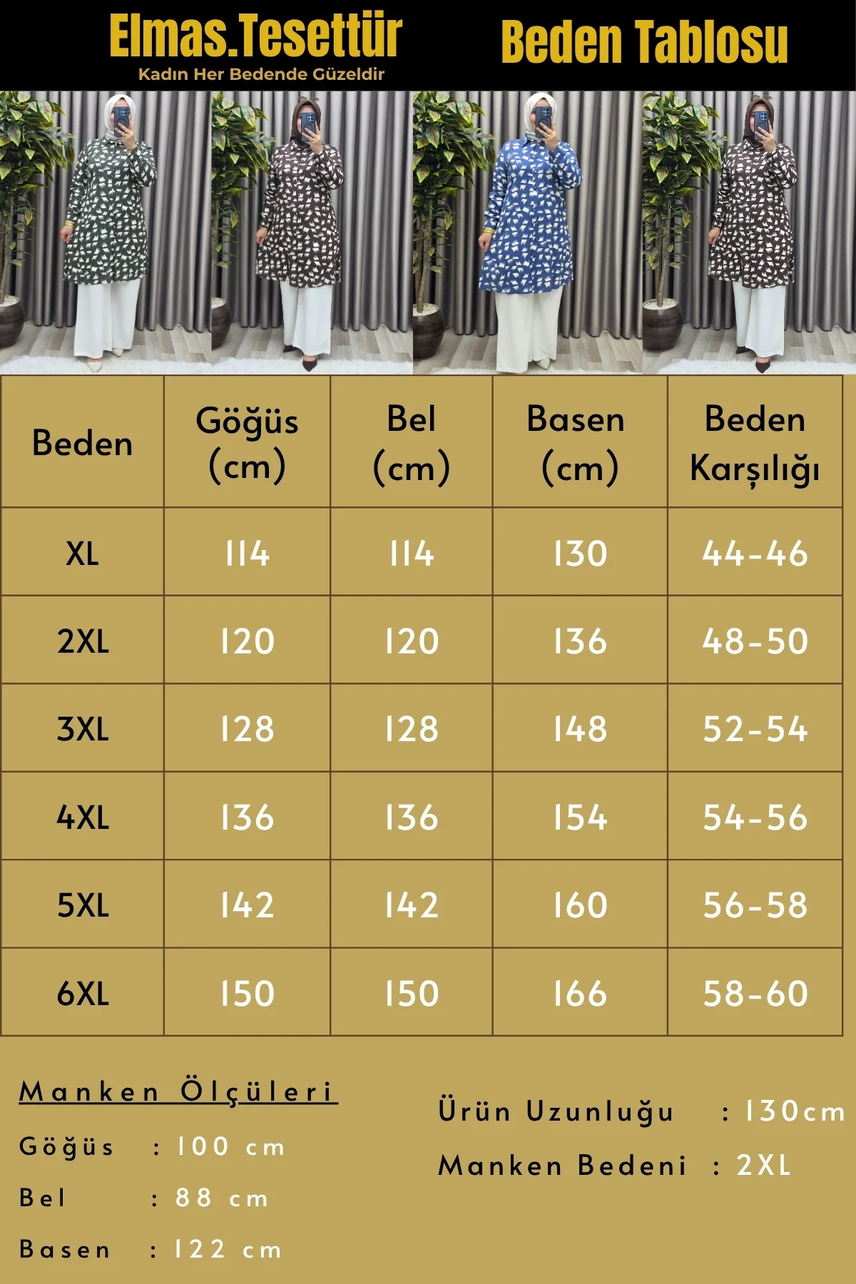 Kadın Tesettür Giyim Büyük Beden Çıtır Desen Gömlek Kadın Tesettür Giyim Büyük Beden Çıtır Desen Gömlek - Görsel 3