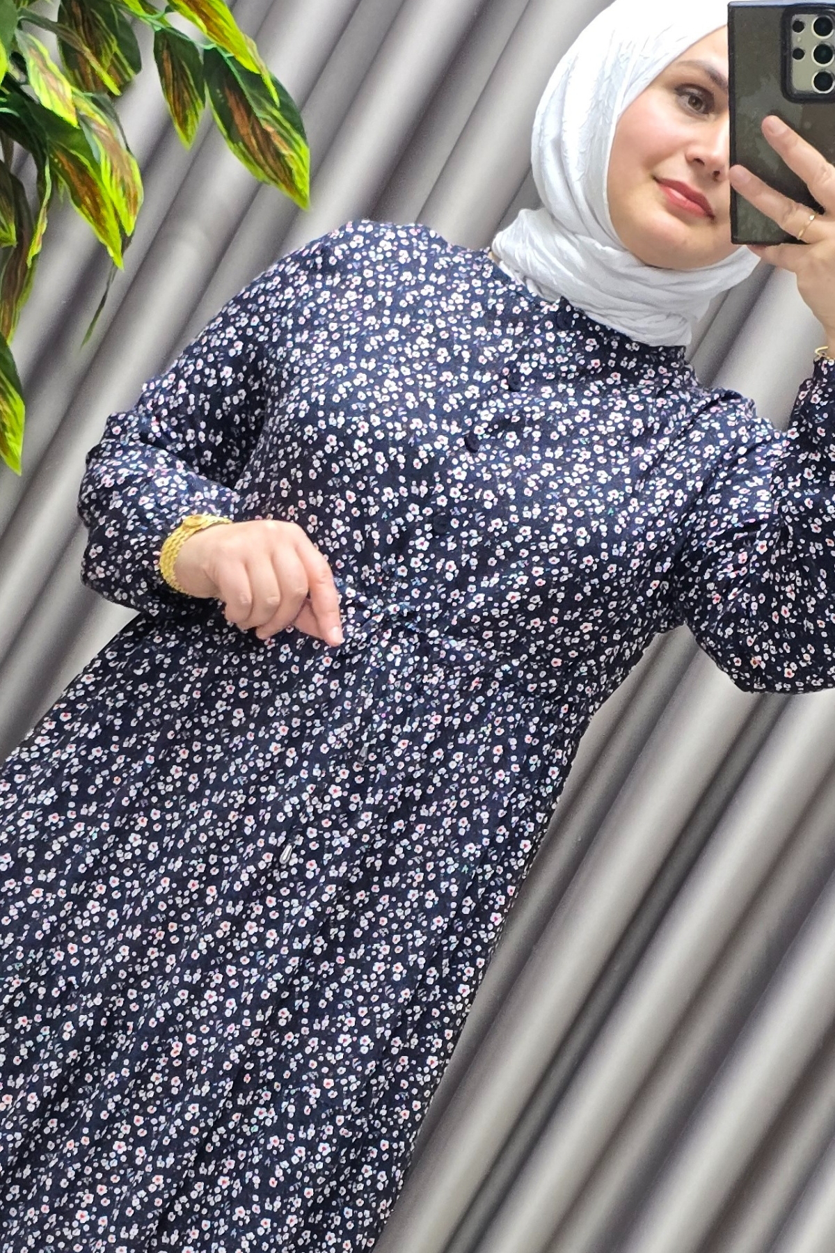 Kadın Tesettür Giyim Yazlık Viscon Üç Katlı Papatya Elbise