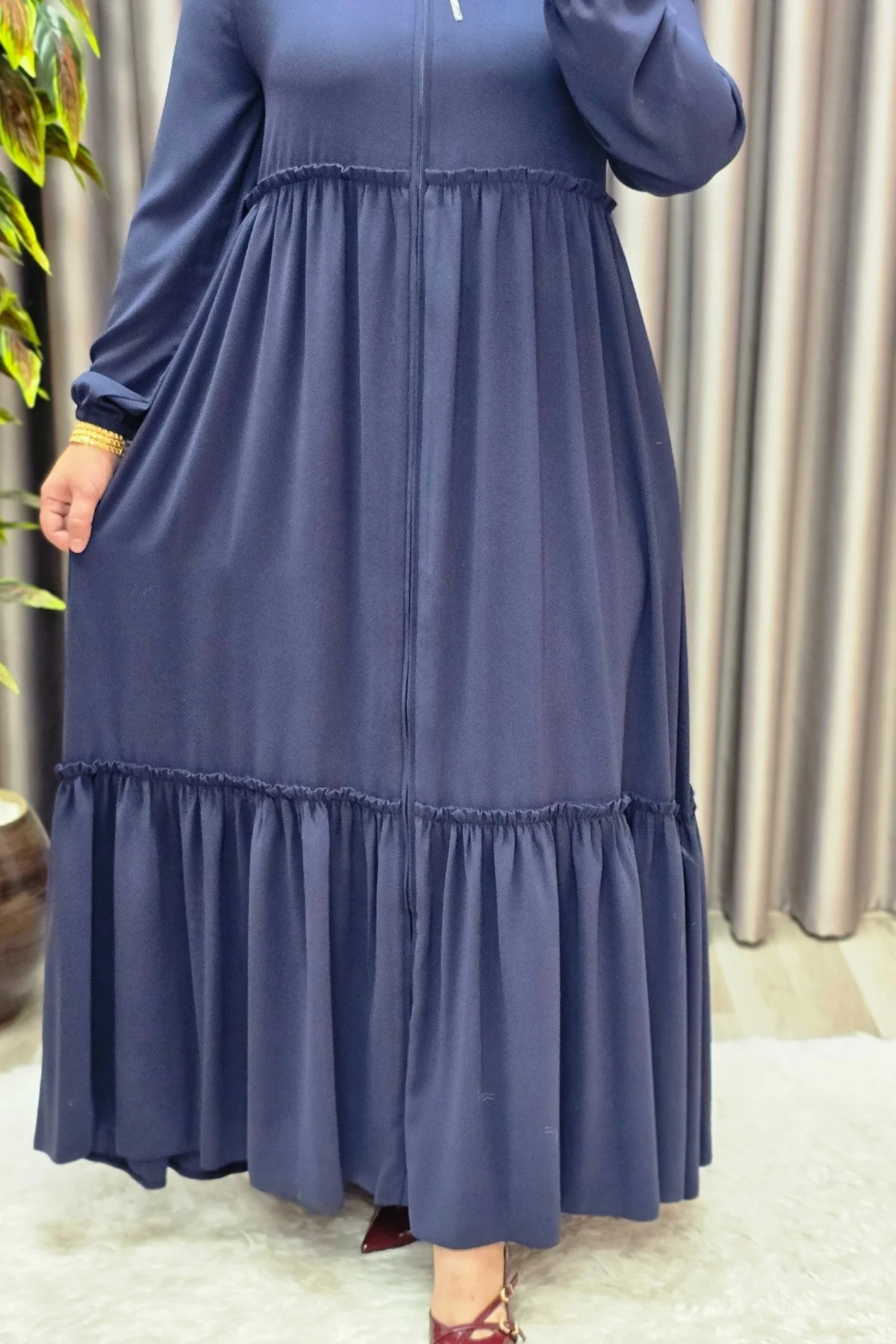 Kadın Tesettür Giyim Büyük Beden İki Katlı Ferace