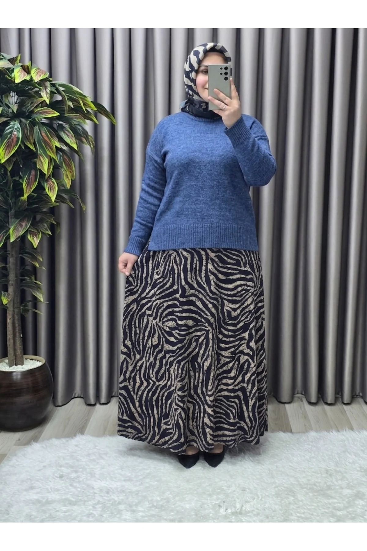 Kadın tesettür Giyim Büyük Beden Zebra Etek