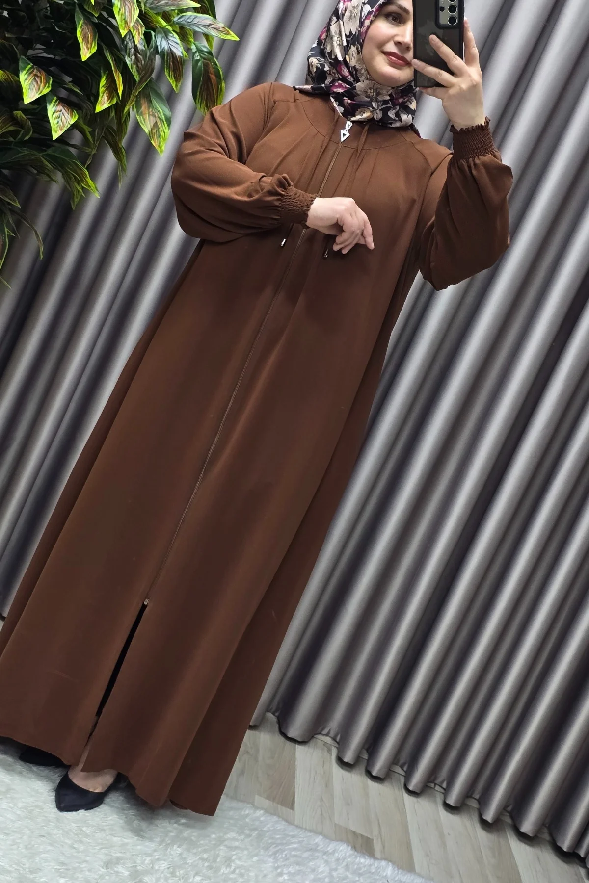 Kadın Tesettür Giyim Büyük Beden Nur Robalı Krep Ferace