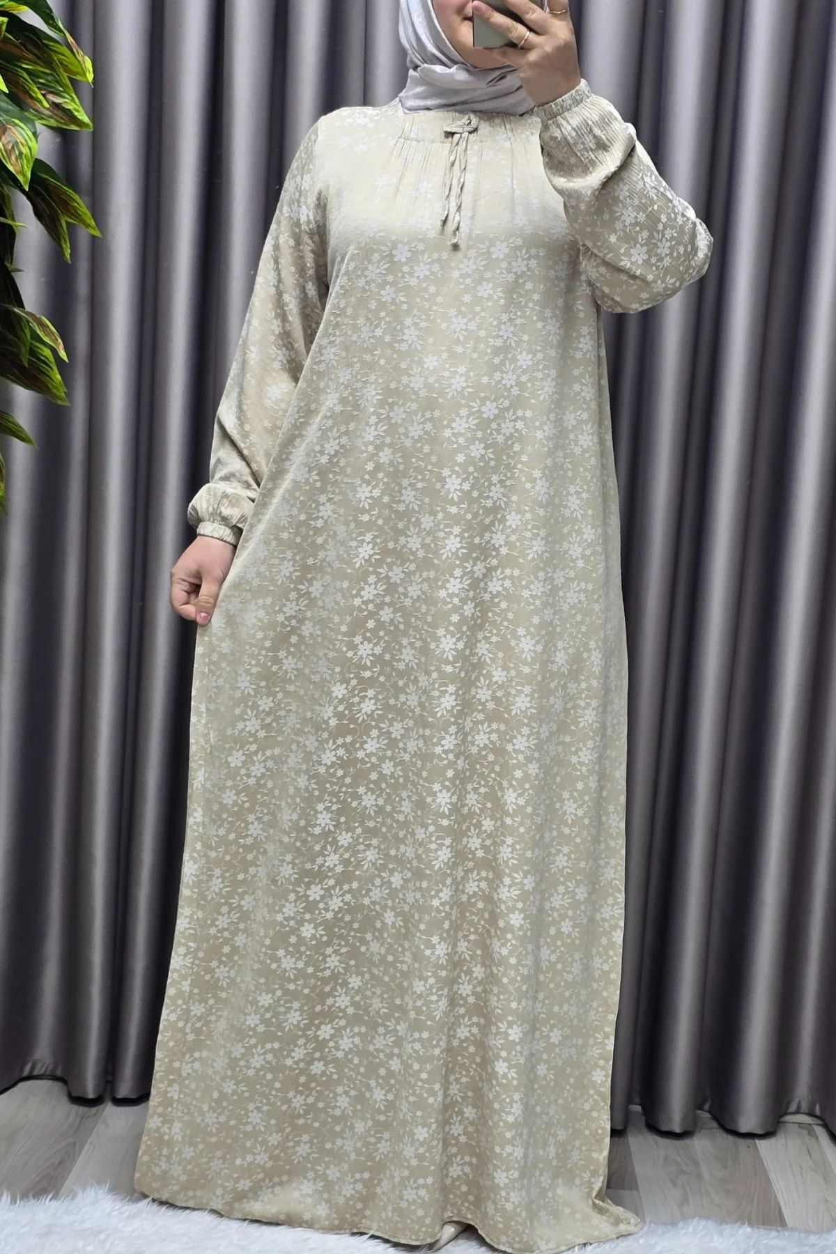 Kadın Tesettür Giyim Büyük Beden Tansel Keten Nida 2 Elbise