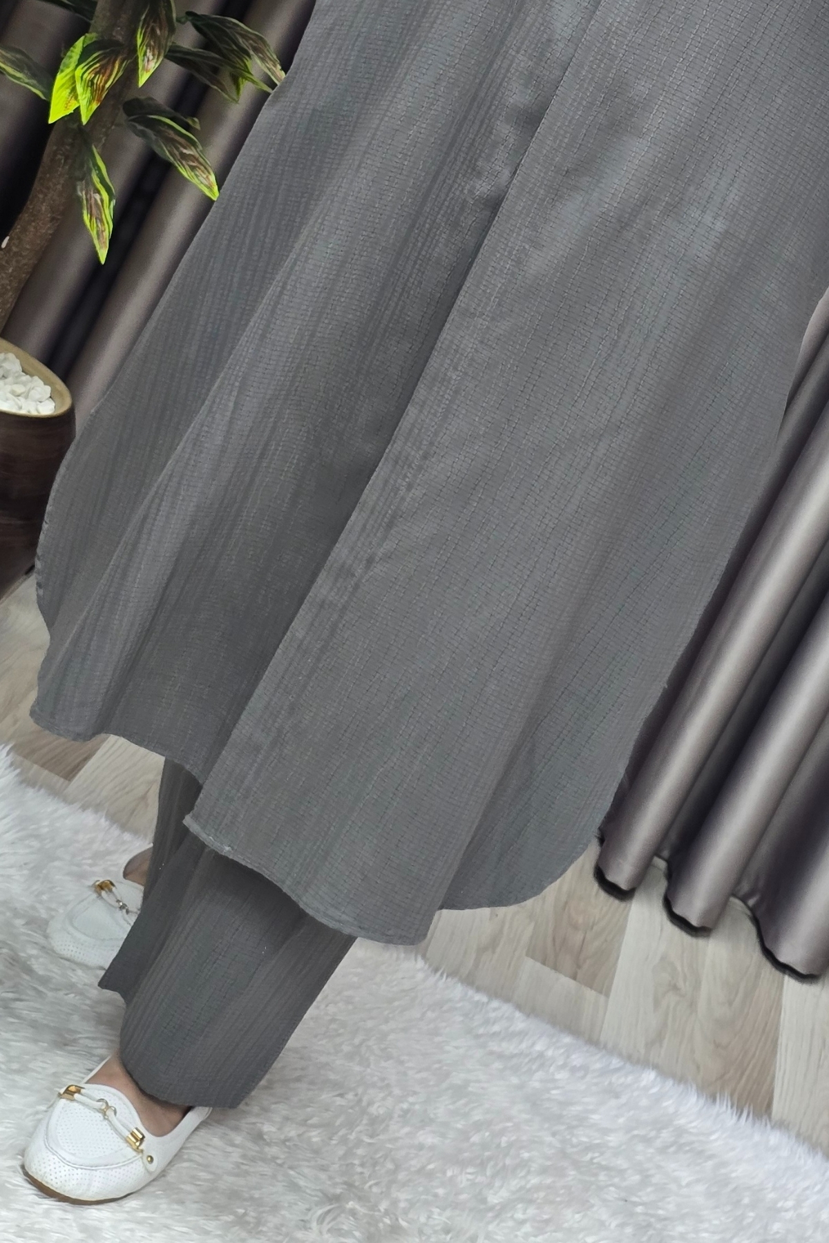 Elmas Tesettür Kadın Tesettür Giyim Büyük Beden Gofre İkili Takım