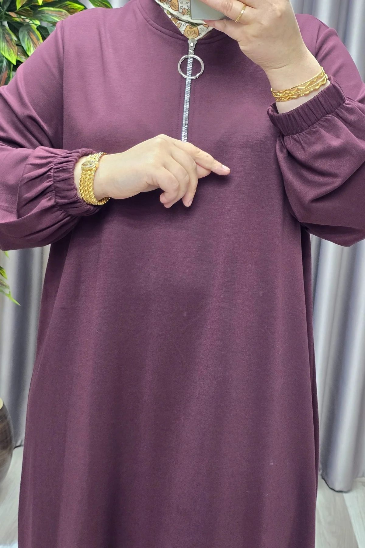 Kadın Tesettür Giyim Büyük Beden Fermuarlı Jumbo Uzun Tunik - Görsel 2