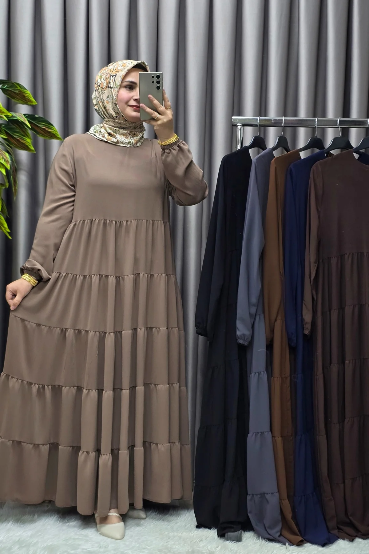 Kadın Tesettür Giyim 5 Katlı Endonezya Krebi Elbise