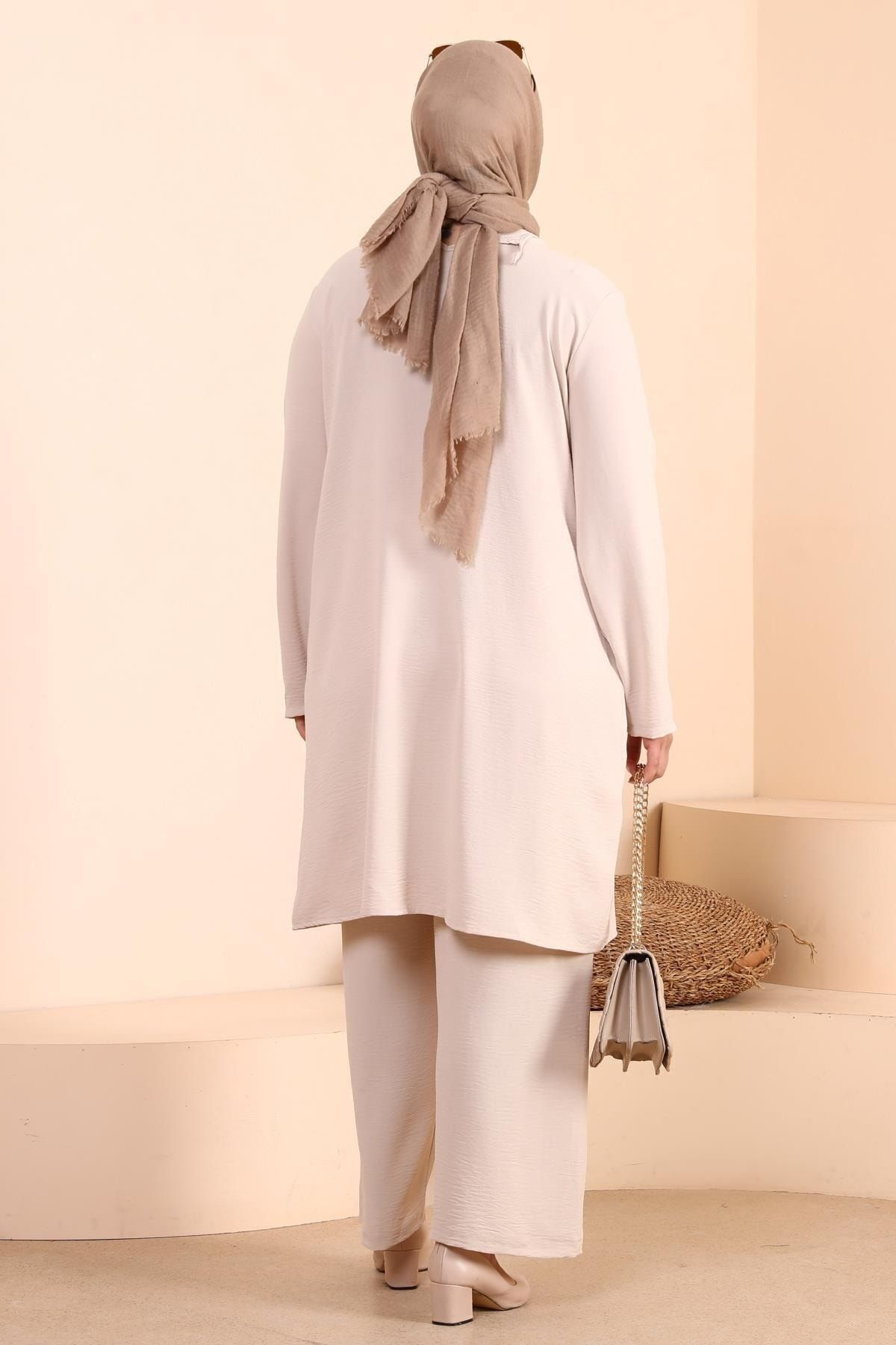 Ferace Kadin Tesettur Giyim Buyuk Beden Tesettur İkili Takim Ayrobin Pan