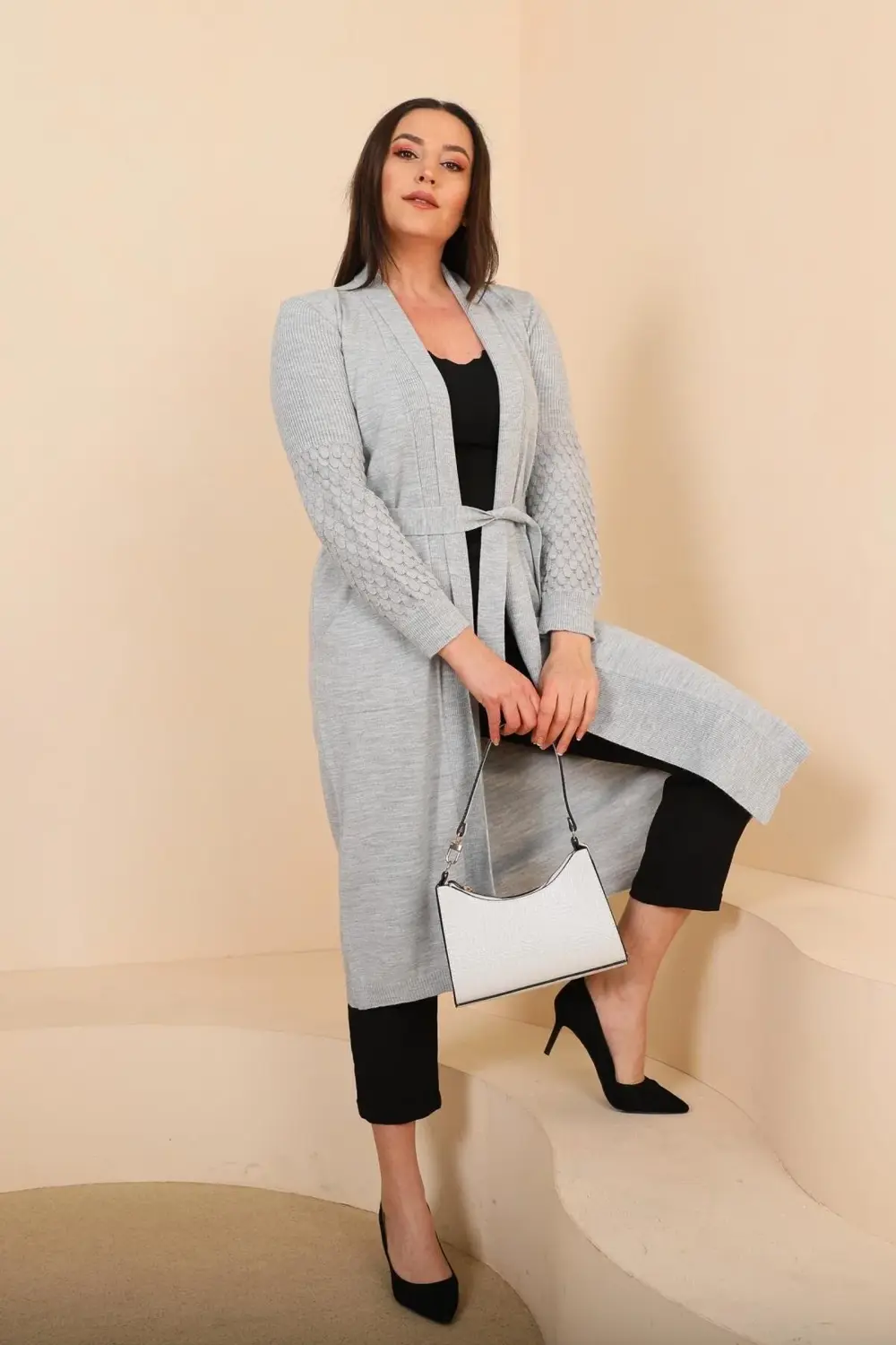 Kadin Tesettur Hirka Uzun Triko Kadin Anne Hirka