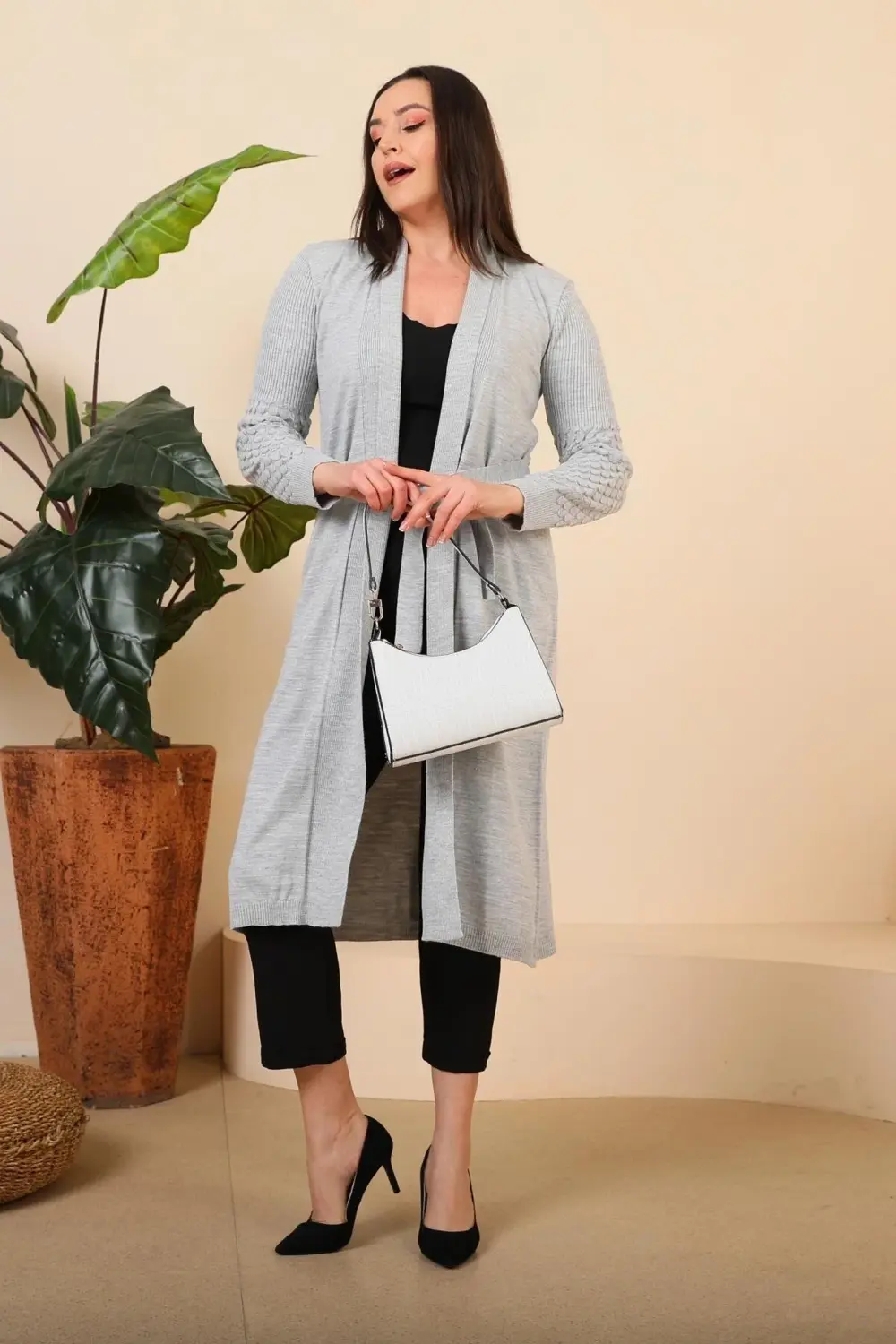 Kadin Tesettur Hirka Uzun Triko Kadin Anne Hirka