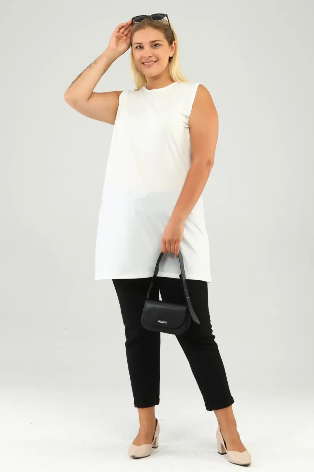 Kadin Tesettur Sıfır Kol Kurtarıcı Kolsuz Tunik