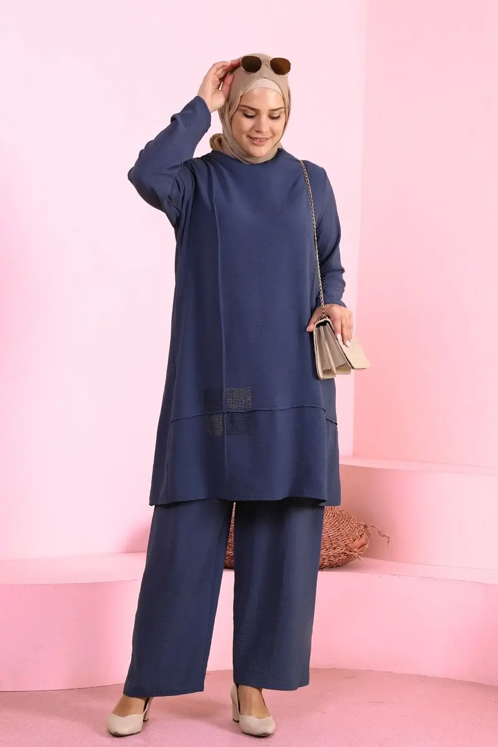 Kadin Tesettur Takim Buyuk Beden 2 Li Takim Tesettur Kombin Laciv