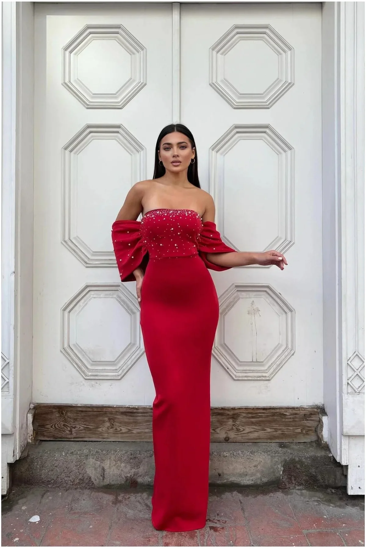 Kadın Trend Model Esnek Tül Kumaş Straplez Abiye Elbise Kadın Trend Model Esnek Tül Kumaş Straplez Abiye Elbise