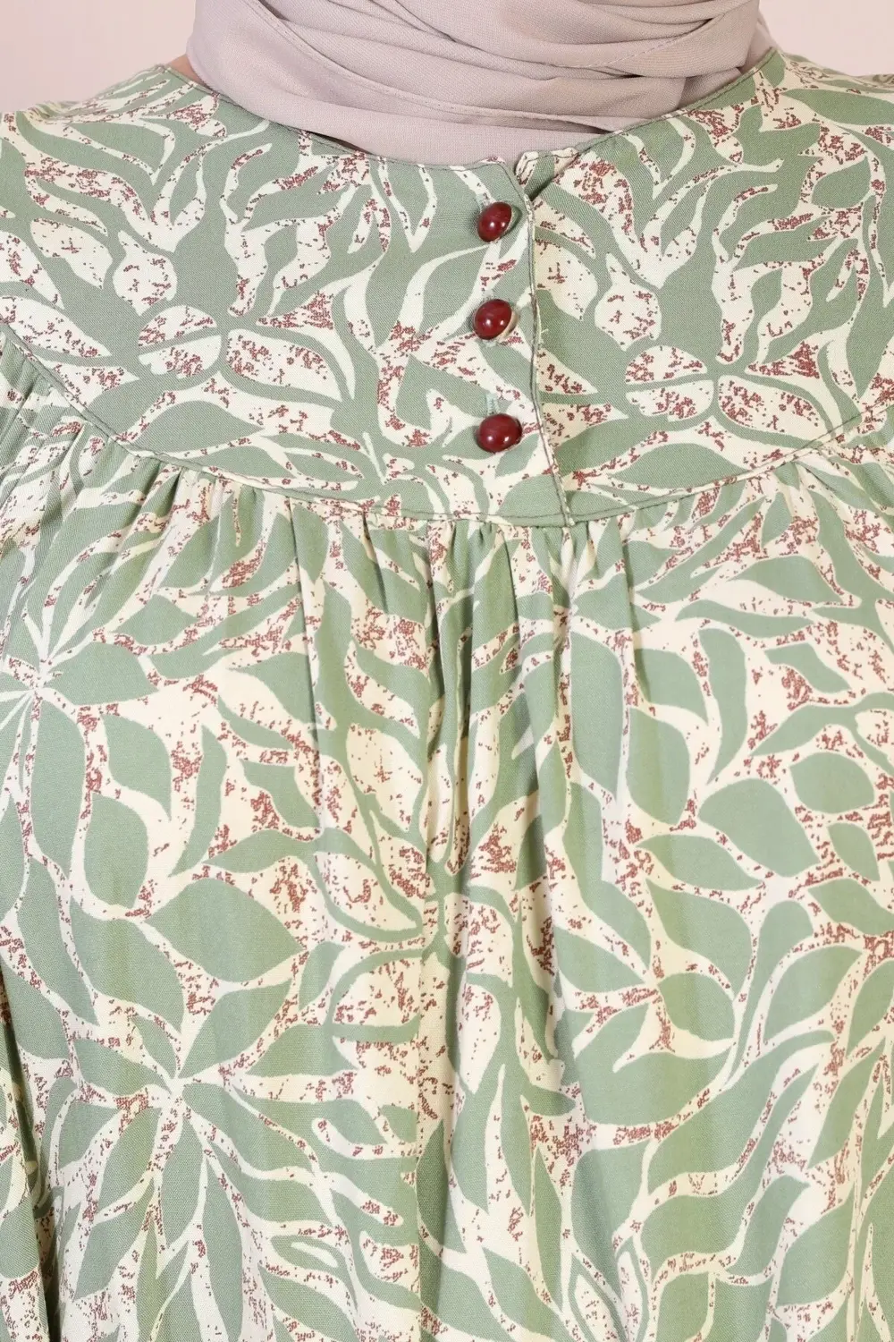 Kadın Uzun Buyuk Beden Anne Elbise Yazlik Tesettur Giyim Su Yeşil