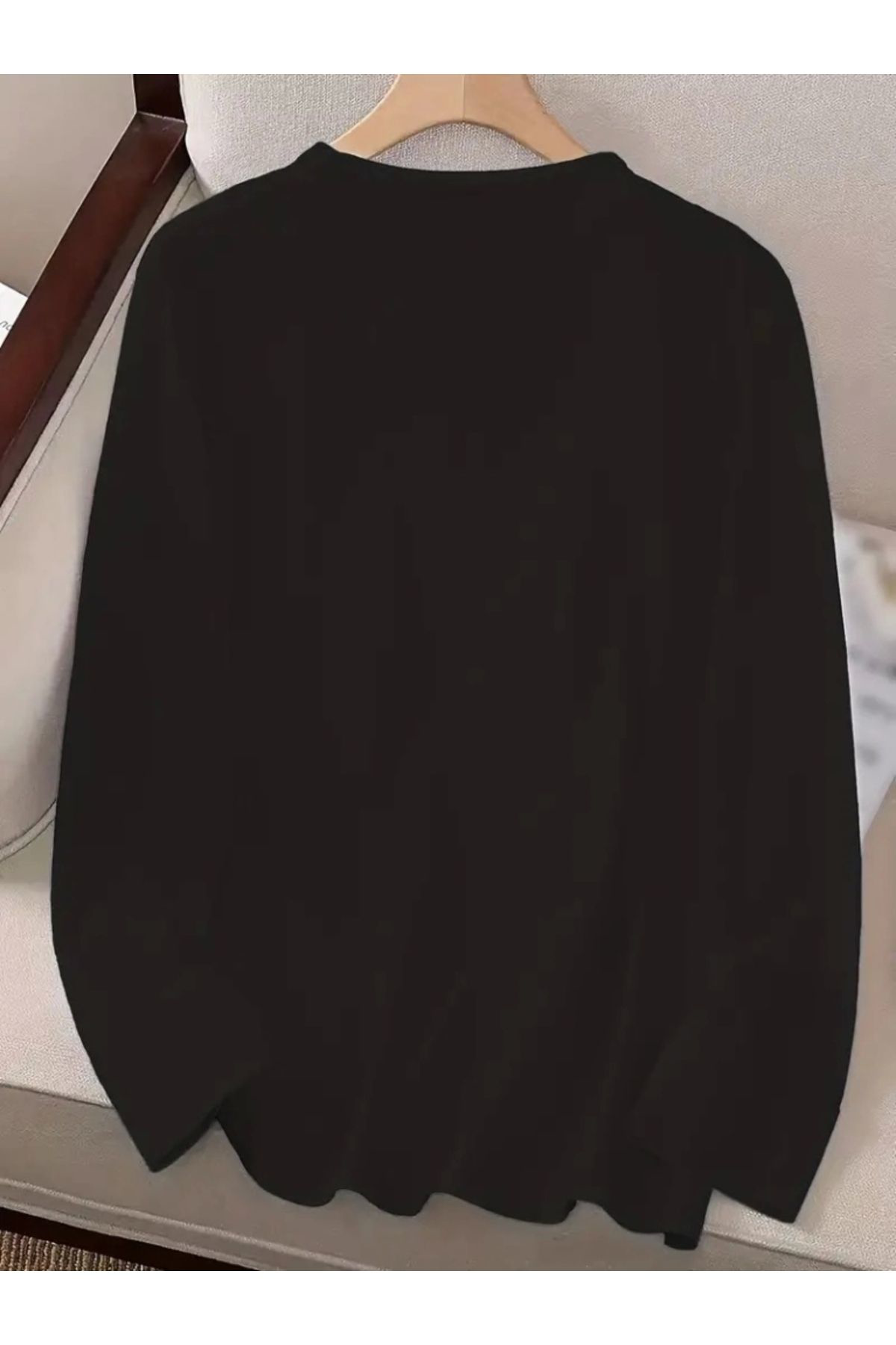 Kadın Uzun Kollu Bisiklet Yaka Kuş Tüyü Desenli Viskon Bluz