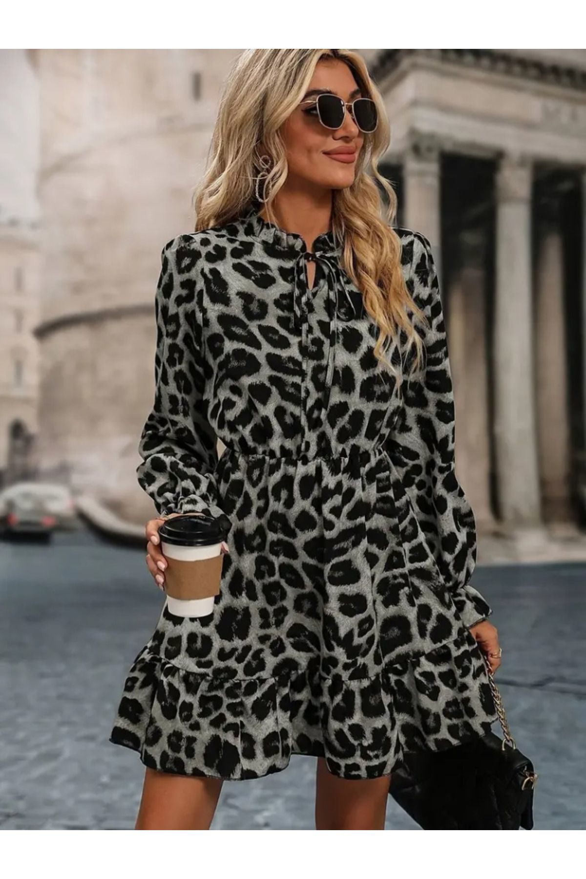 Kadın Uzun Kollu Yakadan Bağlamalı Beli Lastikli şardonlu Dalgıç 