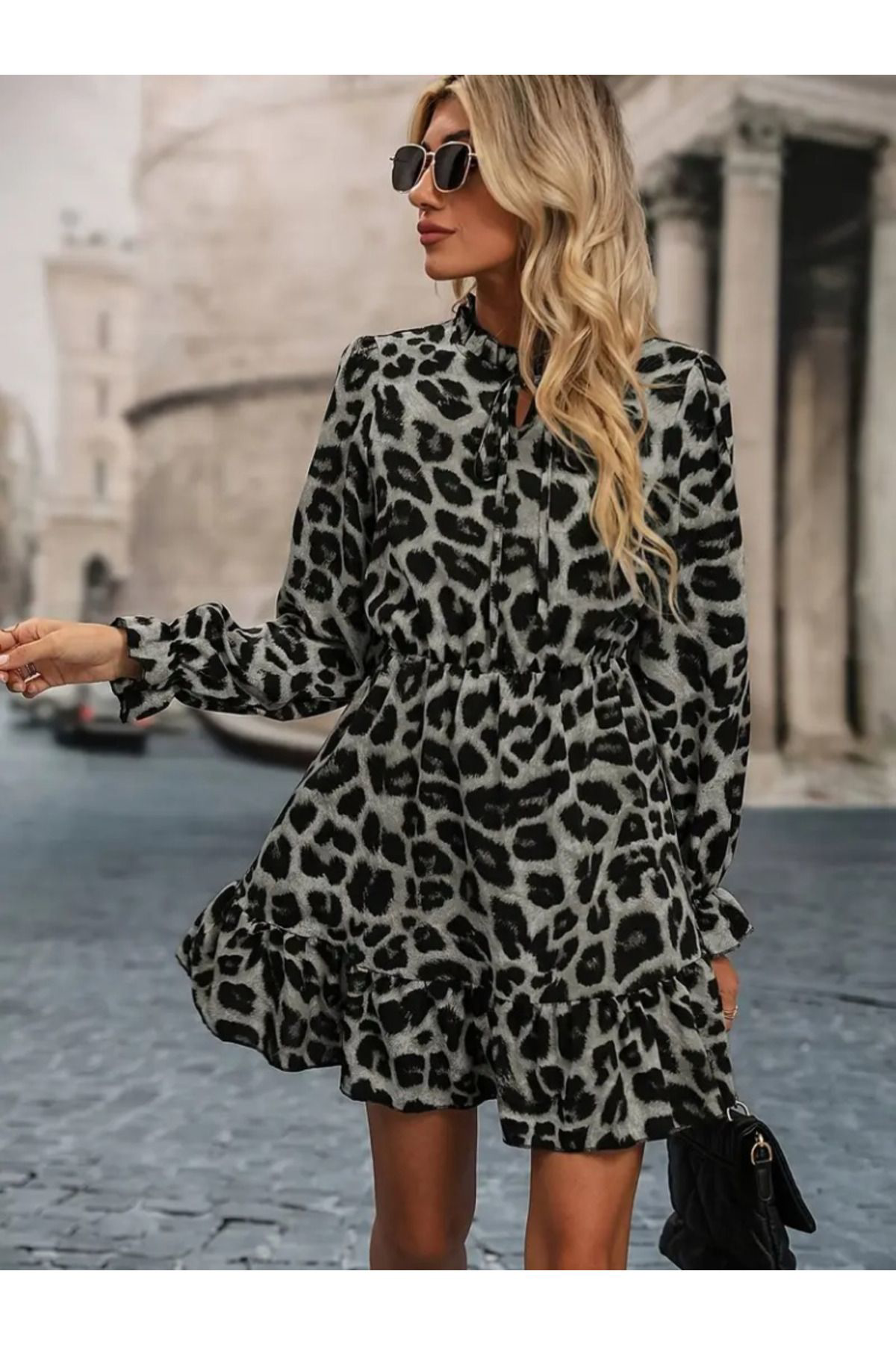 Kadın Uzun Kollu Yakadan Bağlamalı Beli Lastikli şardonlu Dalgıç 