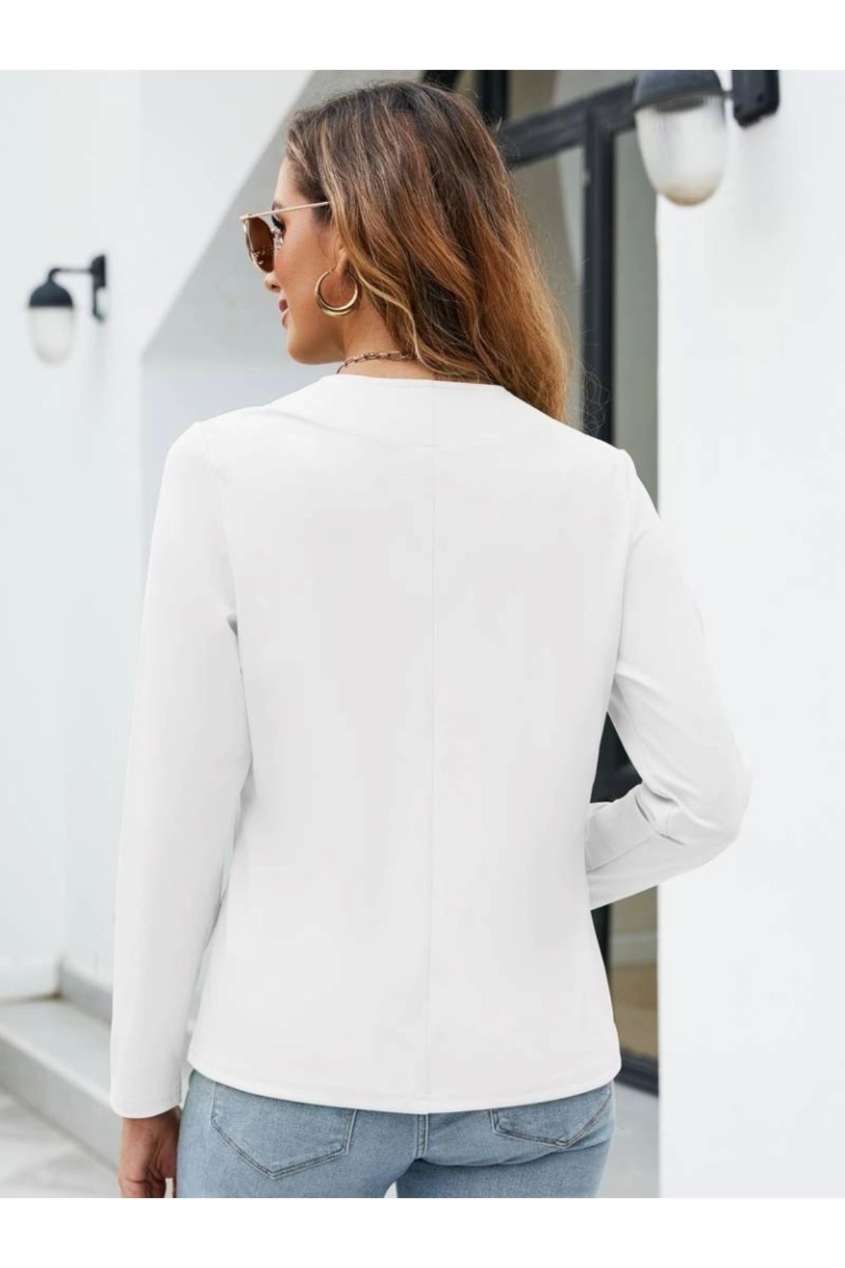 Moda Kadin Uzun Kollu Önü Açik Blazer Ceket