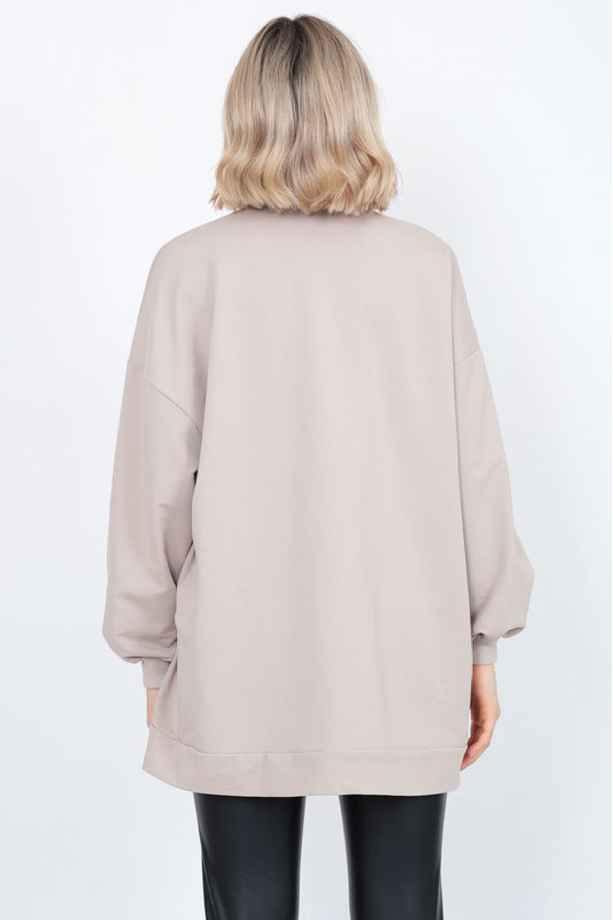 Hebb Club Kadın Uzun Kollu Oversize Sweatshirt Nakişli