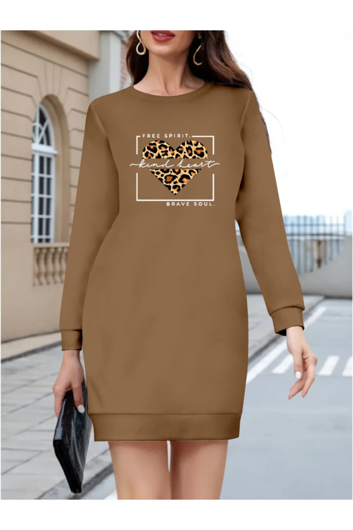 Kadın Uzun Kollu Bisiklet Yaka Desenli Viskon Iki Iplik Bluz