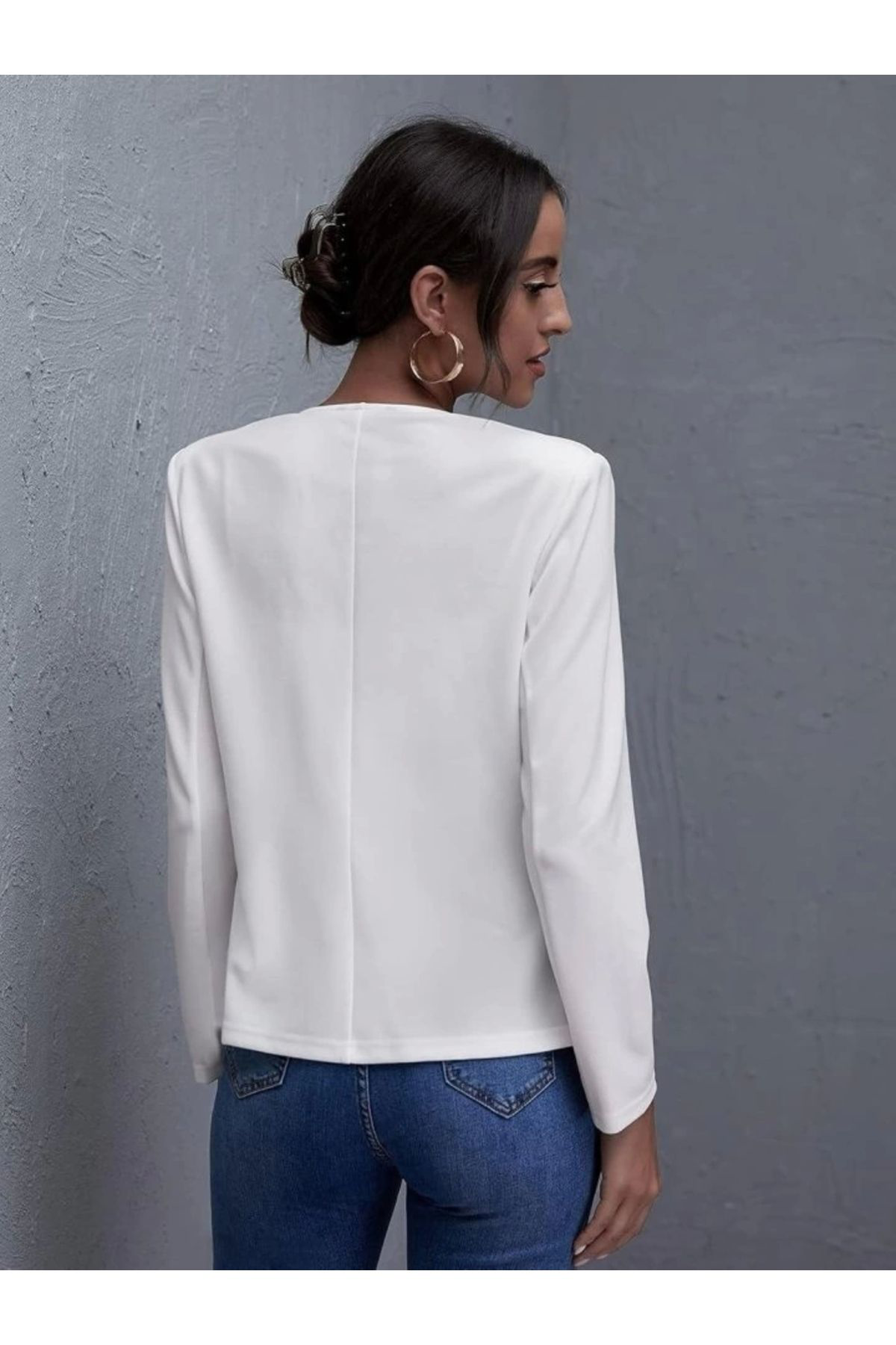 Moda Kadin Uzun Kollu Önü Açik Blazer Ceket