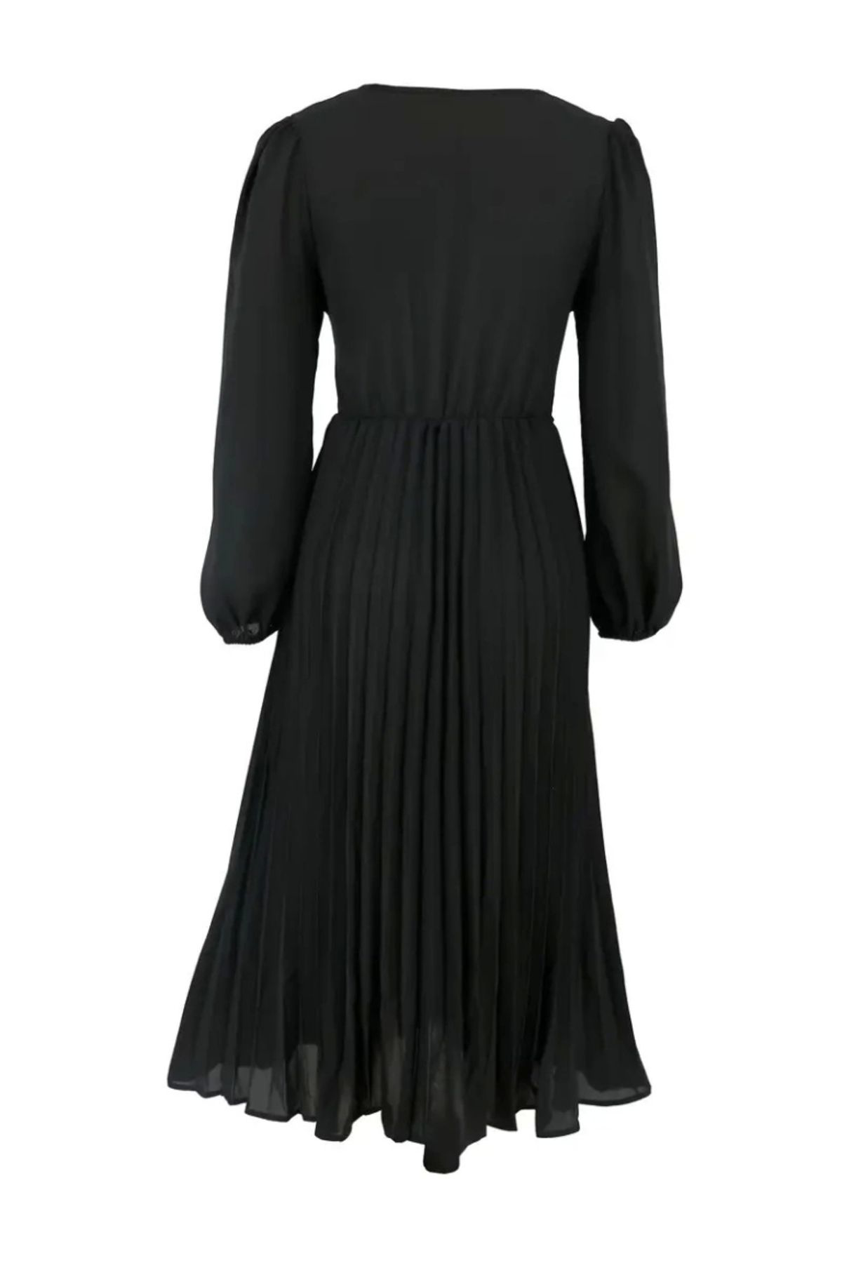 Kadın Uzun Kollu Kruvaze Yaka Belinde Toka Detaylı Pileli Uzun It