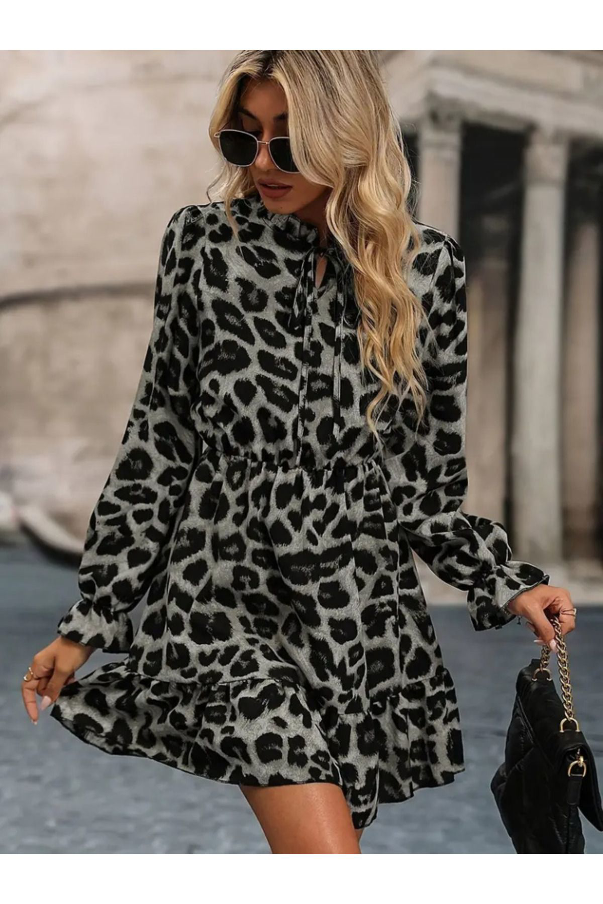 Kadın Uzun Kollu Yakadan Bağlamalı Beli Lastikli şardonlu Dalgıç 