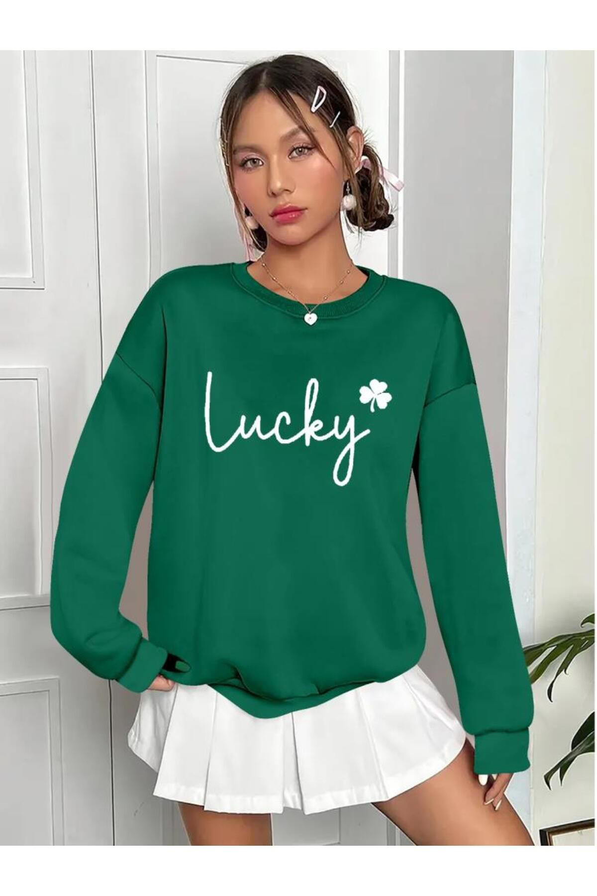 Kadın Uzun Kollu Bisiklet Yaka Viskon Iki Iplik Bluz