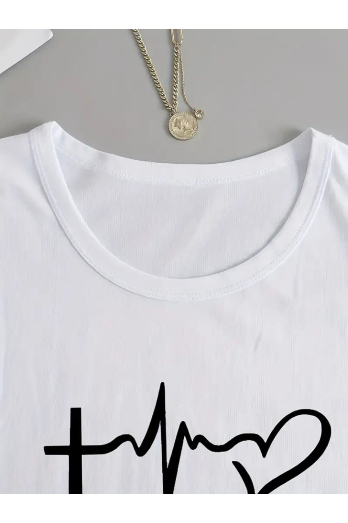 Creis Kadın Uzun Kollu Bisiklet Yaka Yazı Baskılı Viskon Bluz