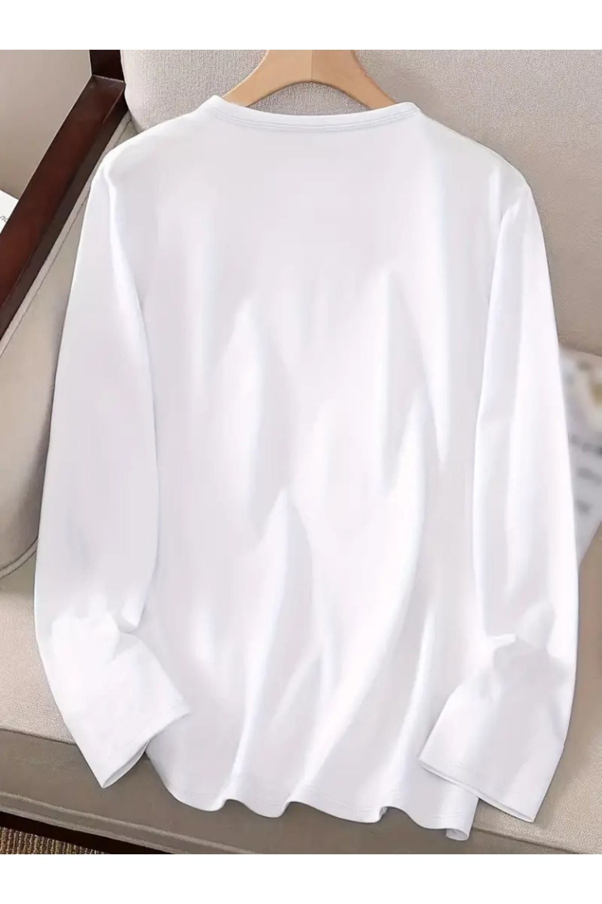 Creis Kadın Uzun Kollu Bisiklet Yaka Yazı Baskılı Viskon Bluz