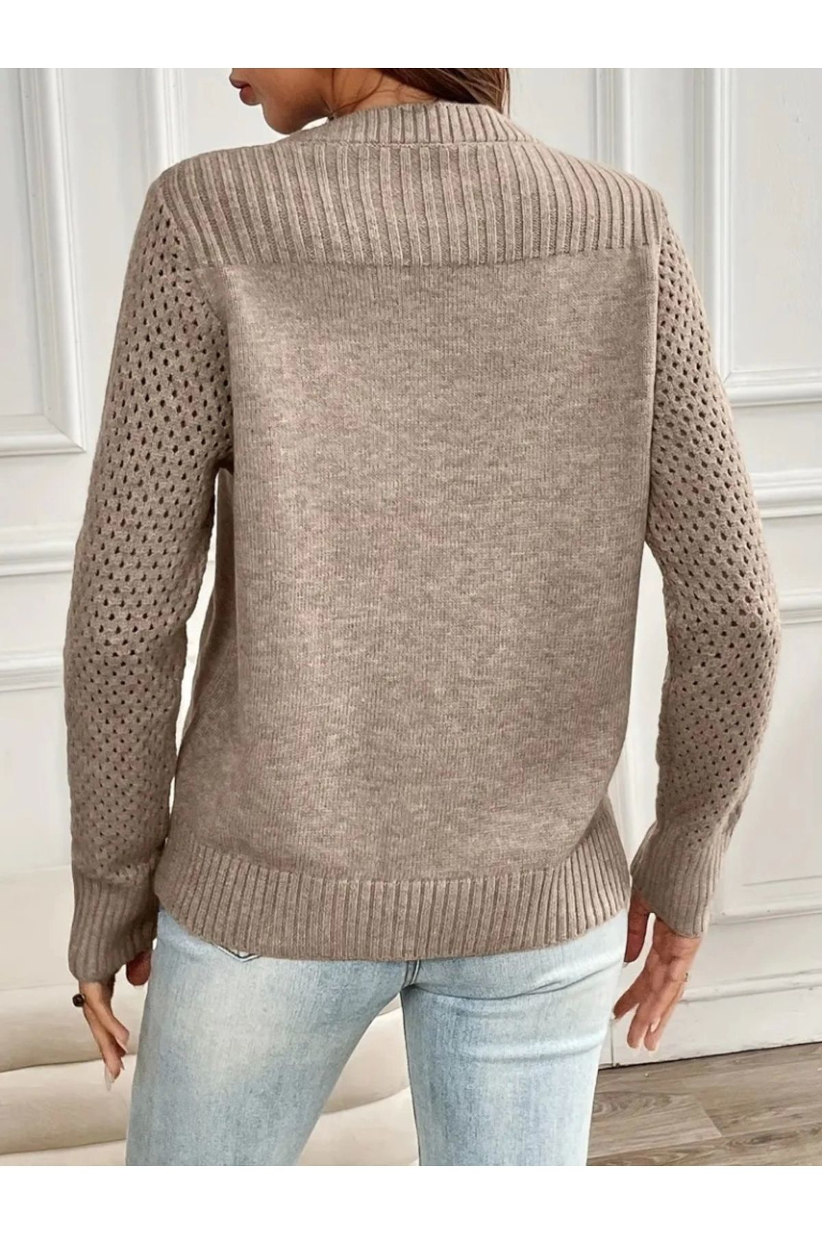 Kadın Uzun Kollu Bisiklet Yaka Triko Bluz