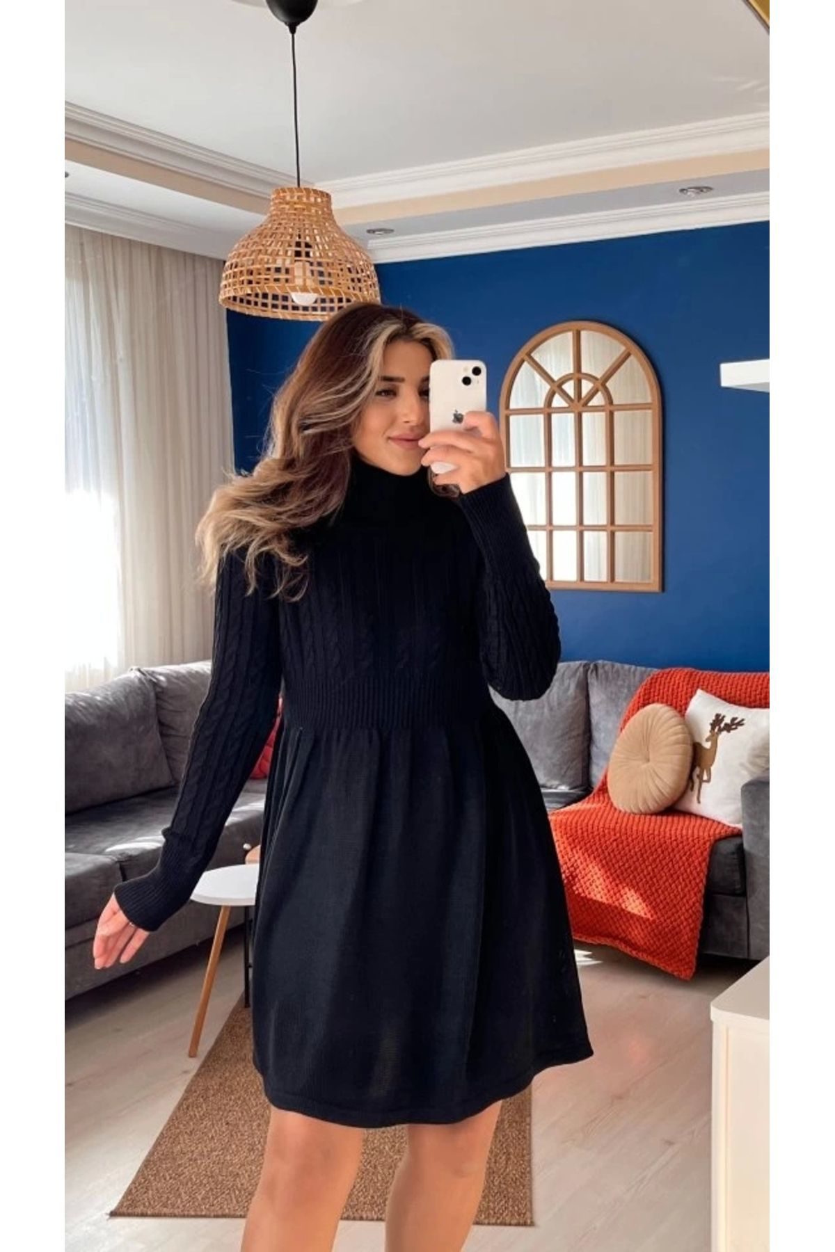 Kadın Uzun Kollu Balıkçı Yaka Belden Yaka Belden Büzgülü Kısa Tri