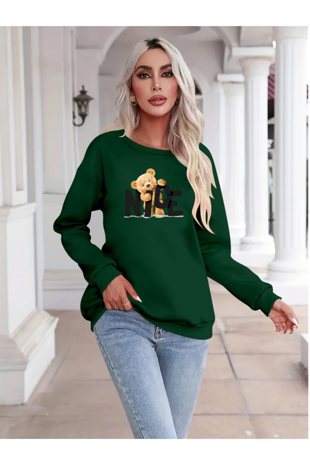 Creis Kadin Uzun Kollu Bisiklet Yaka Viskon İki İplik Bluz