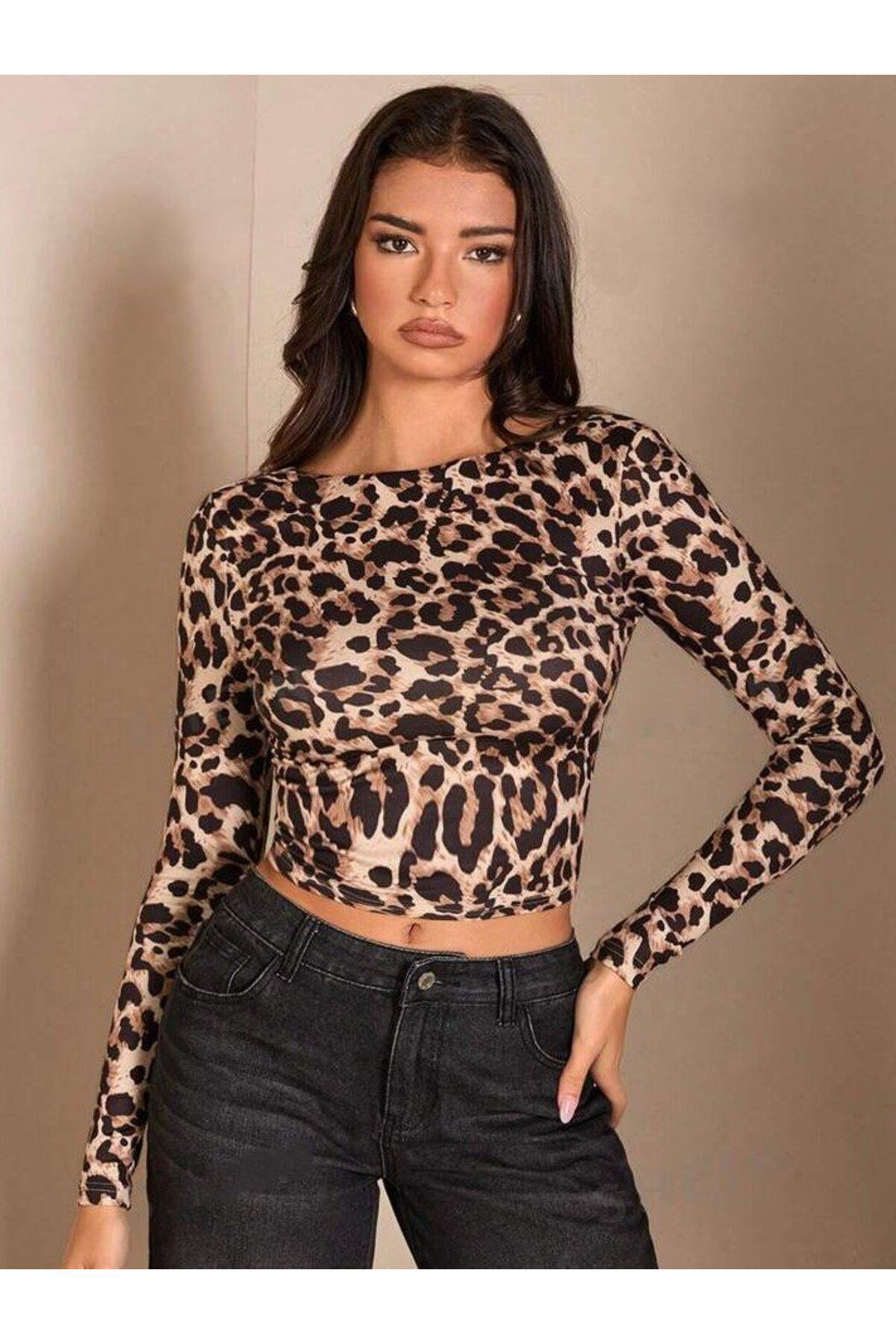 Kadın Uzun Kollu Full Sırt Dekolteli Krep Kumaş Bluz