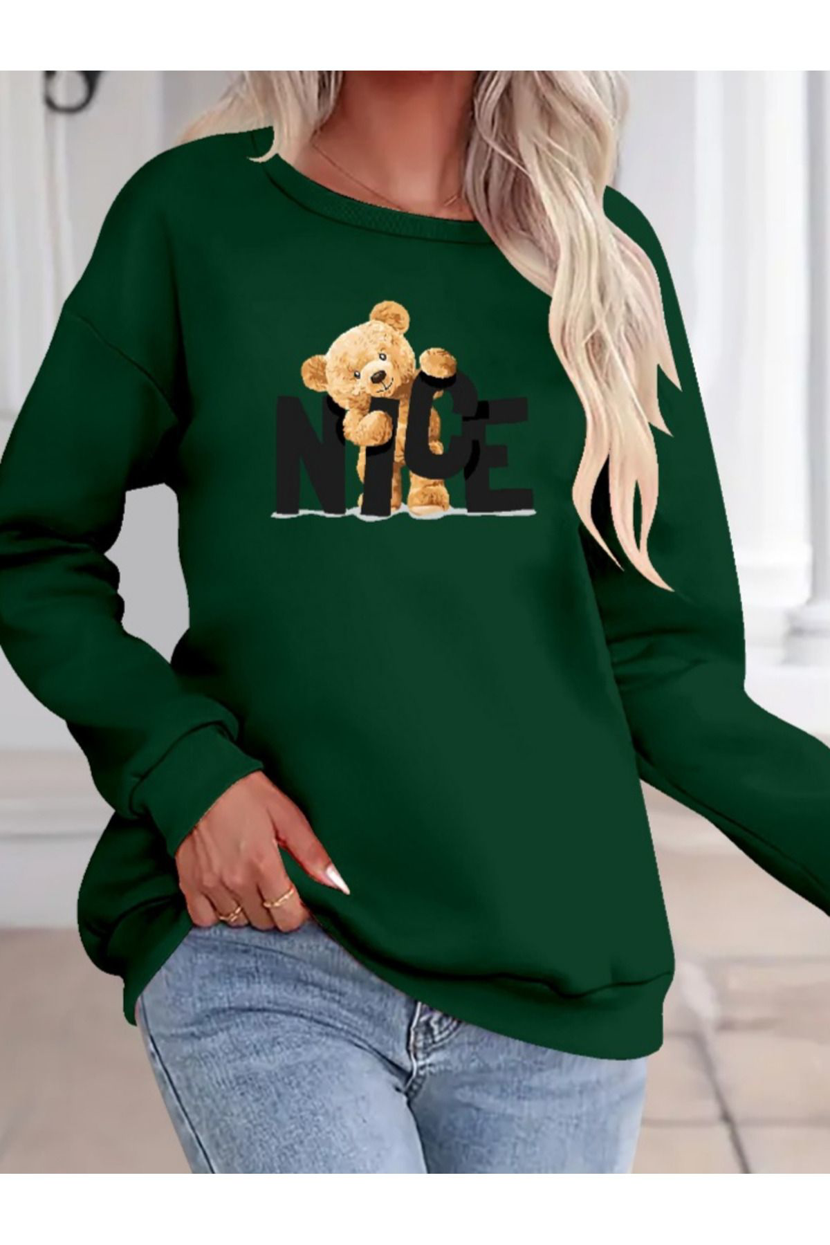 Creis Kadin Uzun Kollu Bisiklet Yaka Viskon İki İplik Bluz