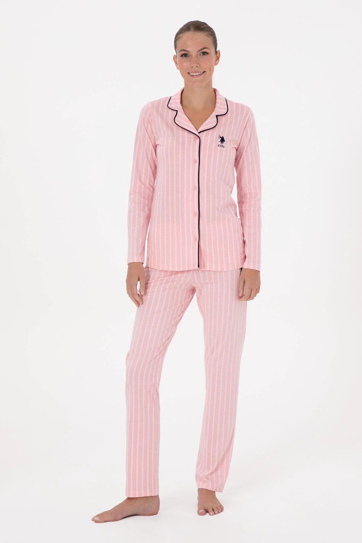 Kadın Uzun Kollu Çizgili Gömlek Pijama Takımı S26138 RAHAT NEFES 